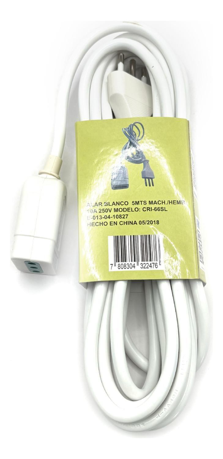 Alargador Extension 5m 10a Macho/hembra 250v Certificado Blanco-2