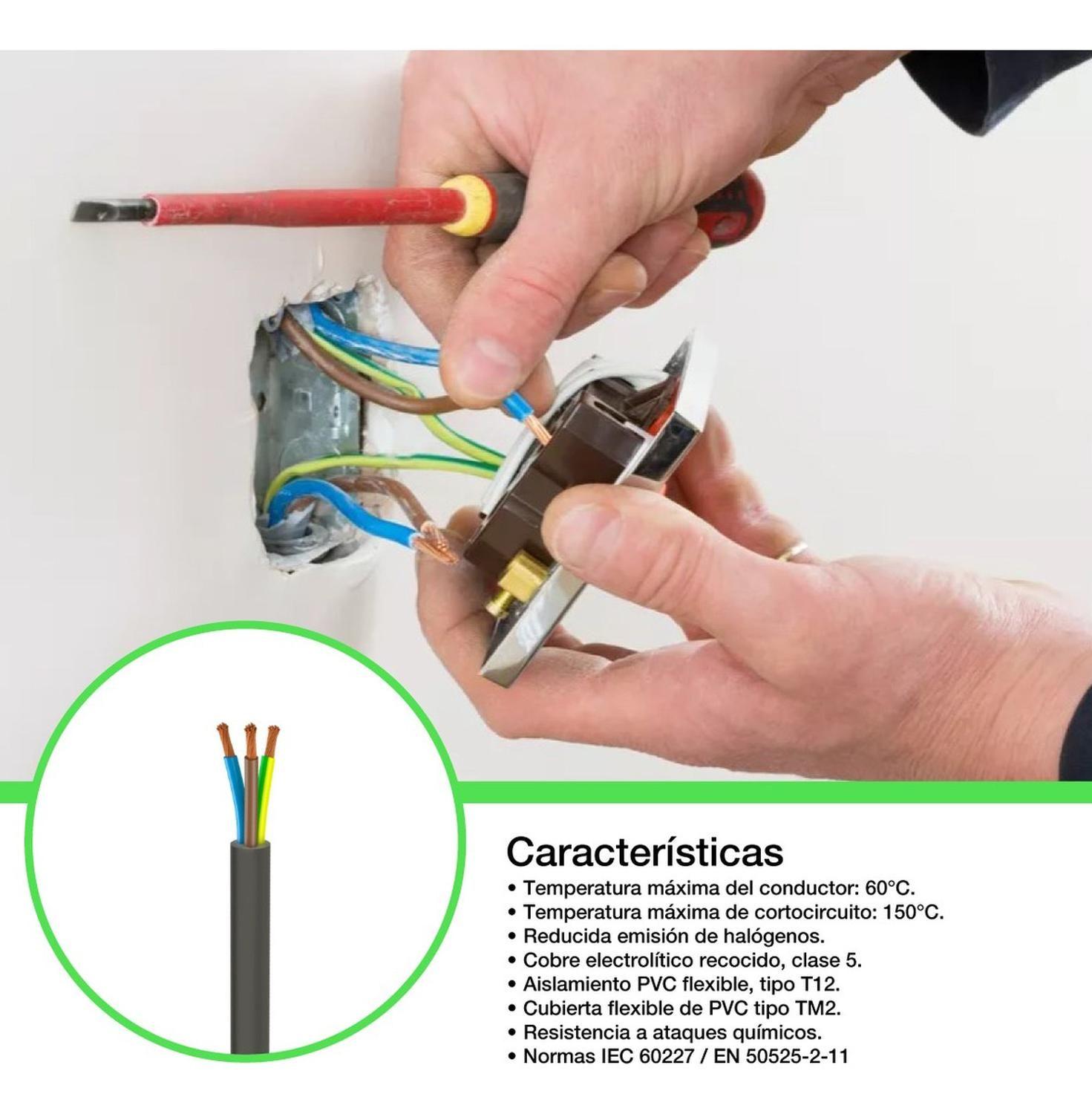 Cable Cordón Eléctrico Sil Flexible 3x1mm2 20m Negro Sec Negro-2