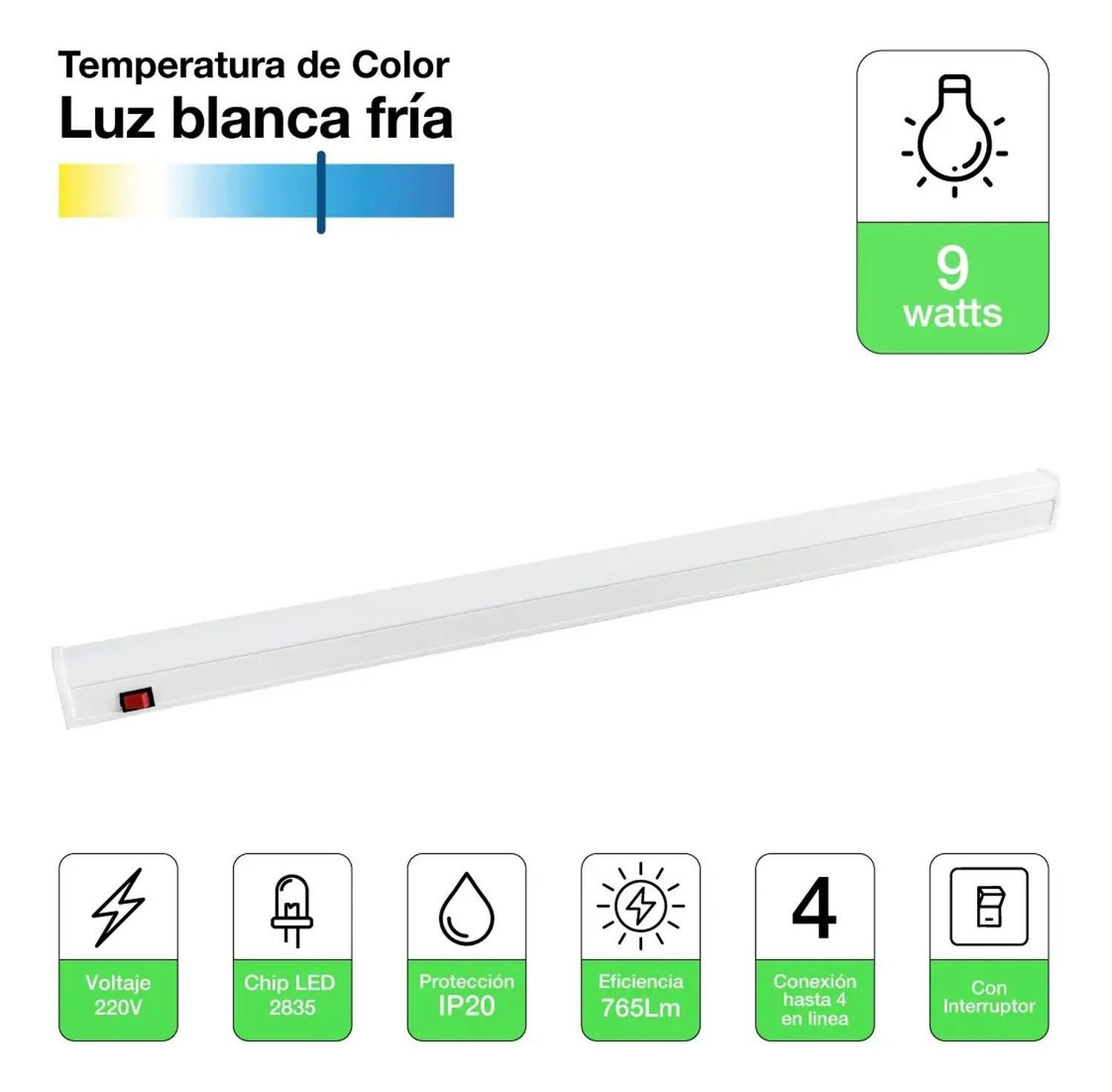 Canoa Regleta Led 9w T5 60cm Interruptor On/off 6500k-1