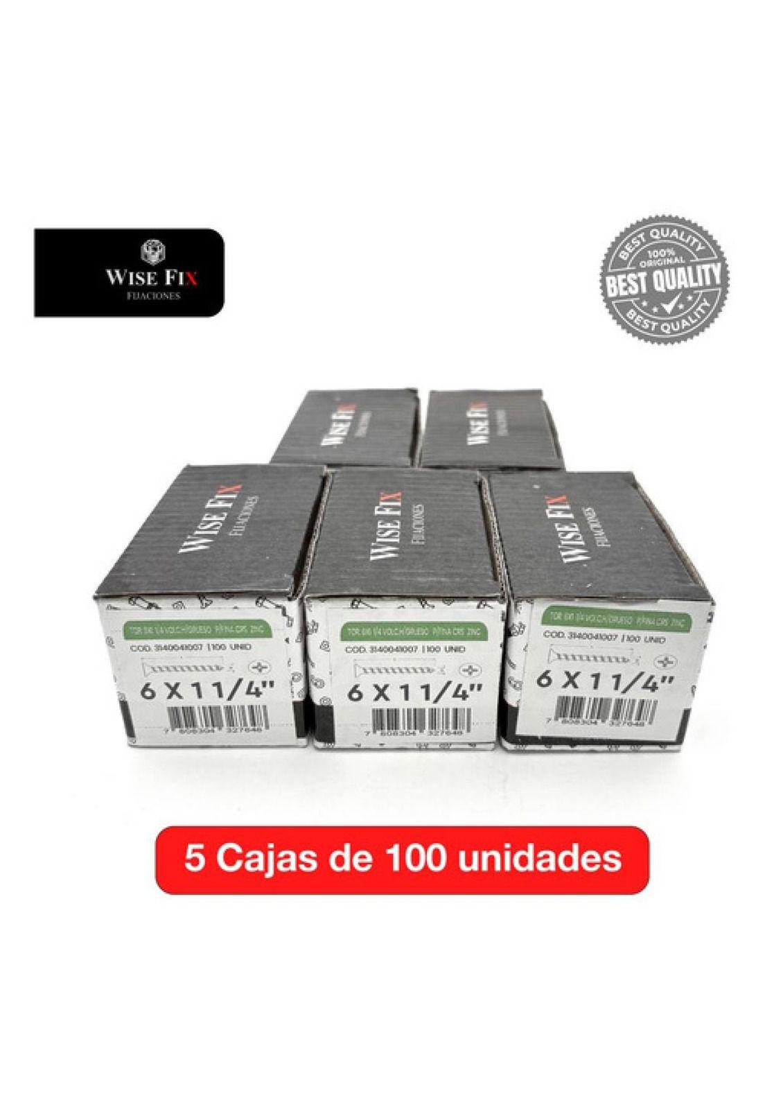 5 Caja Tornillo Volcanit Wisefix P/fina Zincado 6x1 1/4 500u-2
