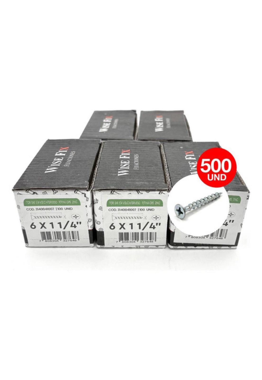 5 Caja Tornillo Volcanit Wisefix P/fina Zincado 6x1 1/4 500u-3