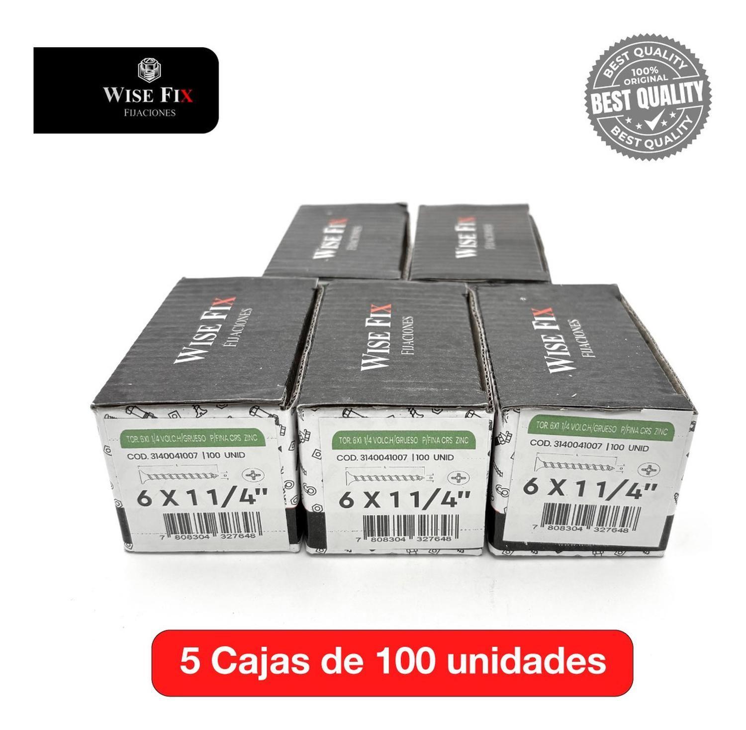 5 Caja Tornillo Volcanit Wisefix P/fina Zincado 6x1 1/4 500u-3