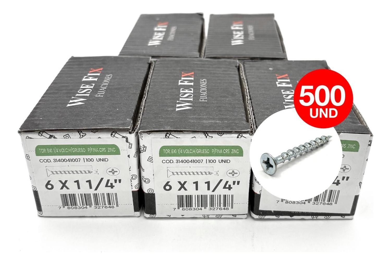 5 Caja Tornillo Volcanit Wisefix P/fina Zincado 6x1 1/4 500u-4
