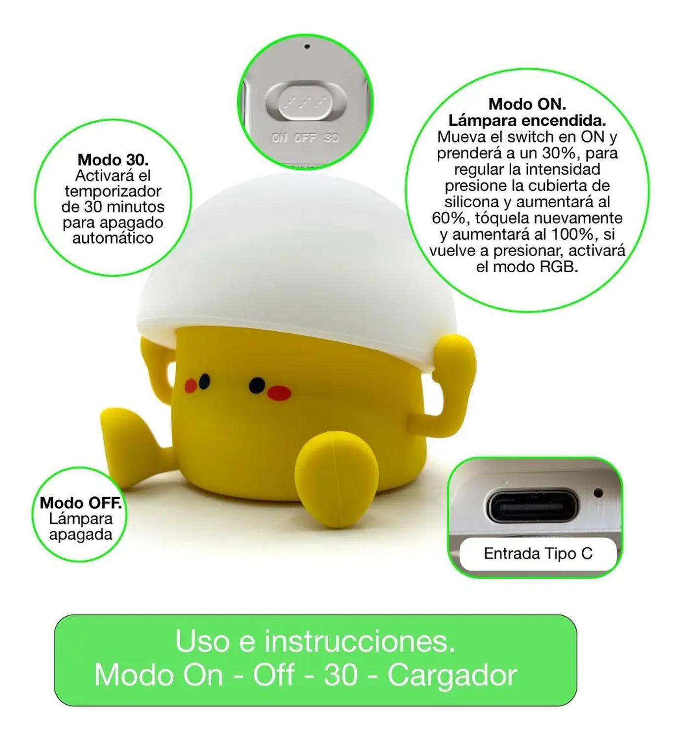 Lámpara Led Recargable Espanta Cuco Para Bebé Niños Rgb Usb  Cerdita Pato-7