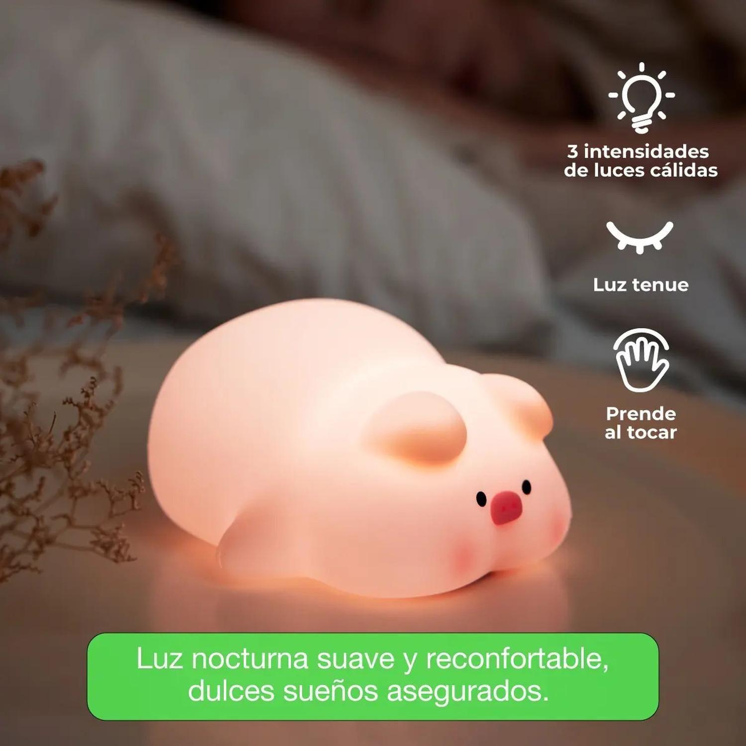 Lámpara Led Recargable Espanta Cuco Para Bebé Niños Rgb Usb  Cerdita Pato-2