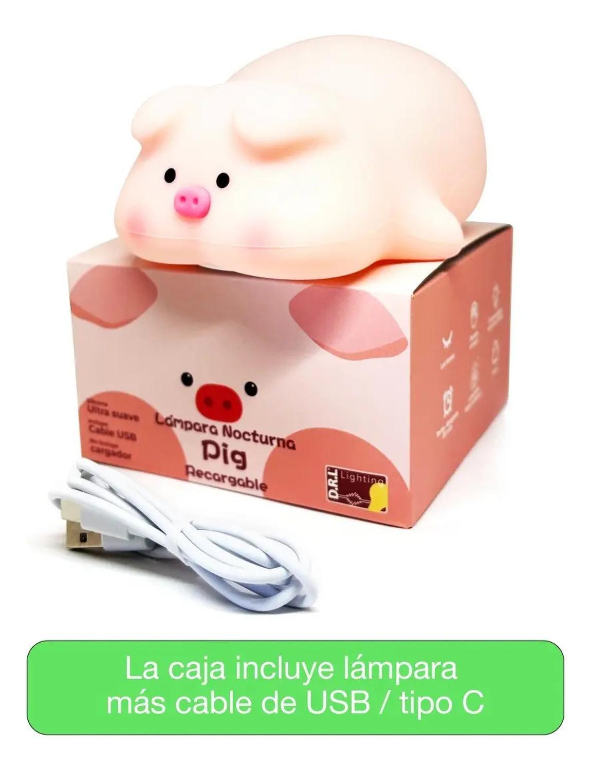 Lámpara Led Recargable Espanta Cuco Para Bebé Niños Rgb Usb  Cerdita Pato-3