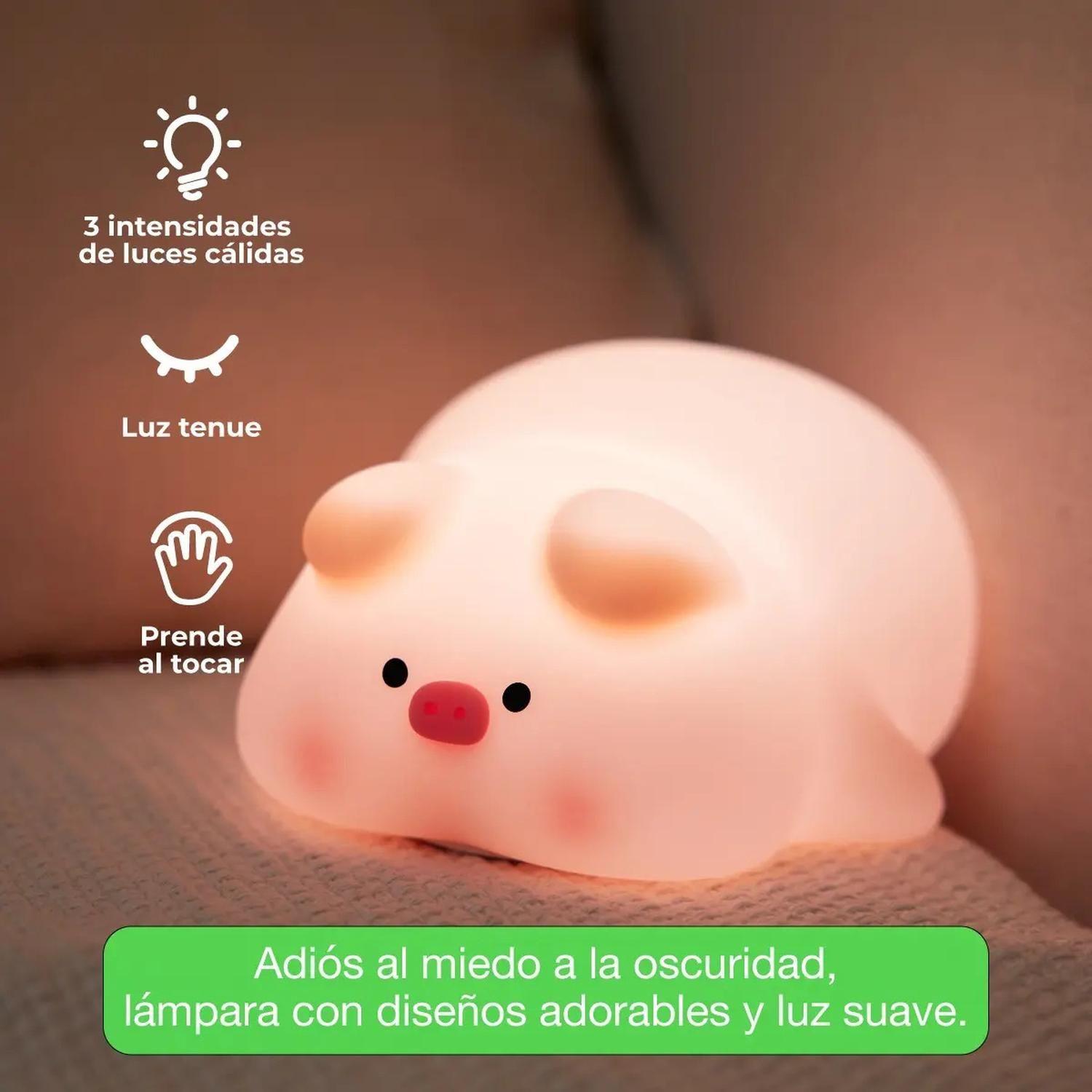 Lámpara Led Recargable Espanta Cuco Para Bebé Niños Rgb Usb  Cerdita Pato-5