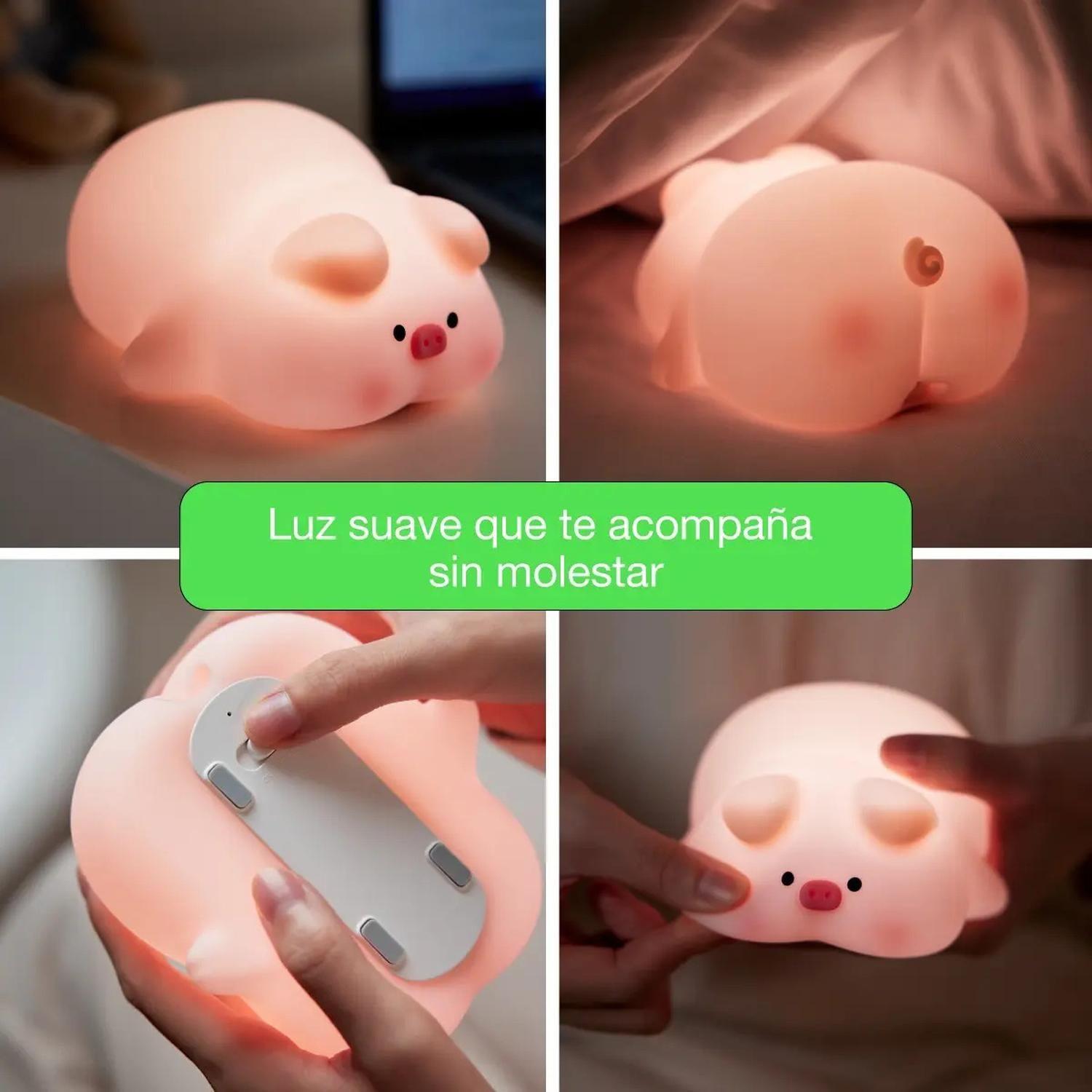 Lámpara Led Recargable Espanta Cuco Para Bebé Niños Rgb Usb  Cerdita Pato-8