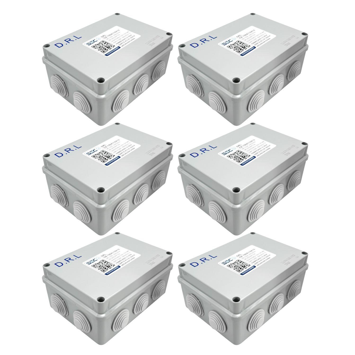 Pack 6 Caja Estanca Derivación Ip40 150x110x70mm Conos Sec Gris-0