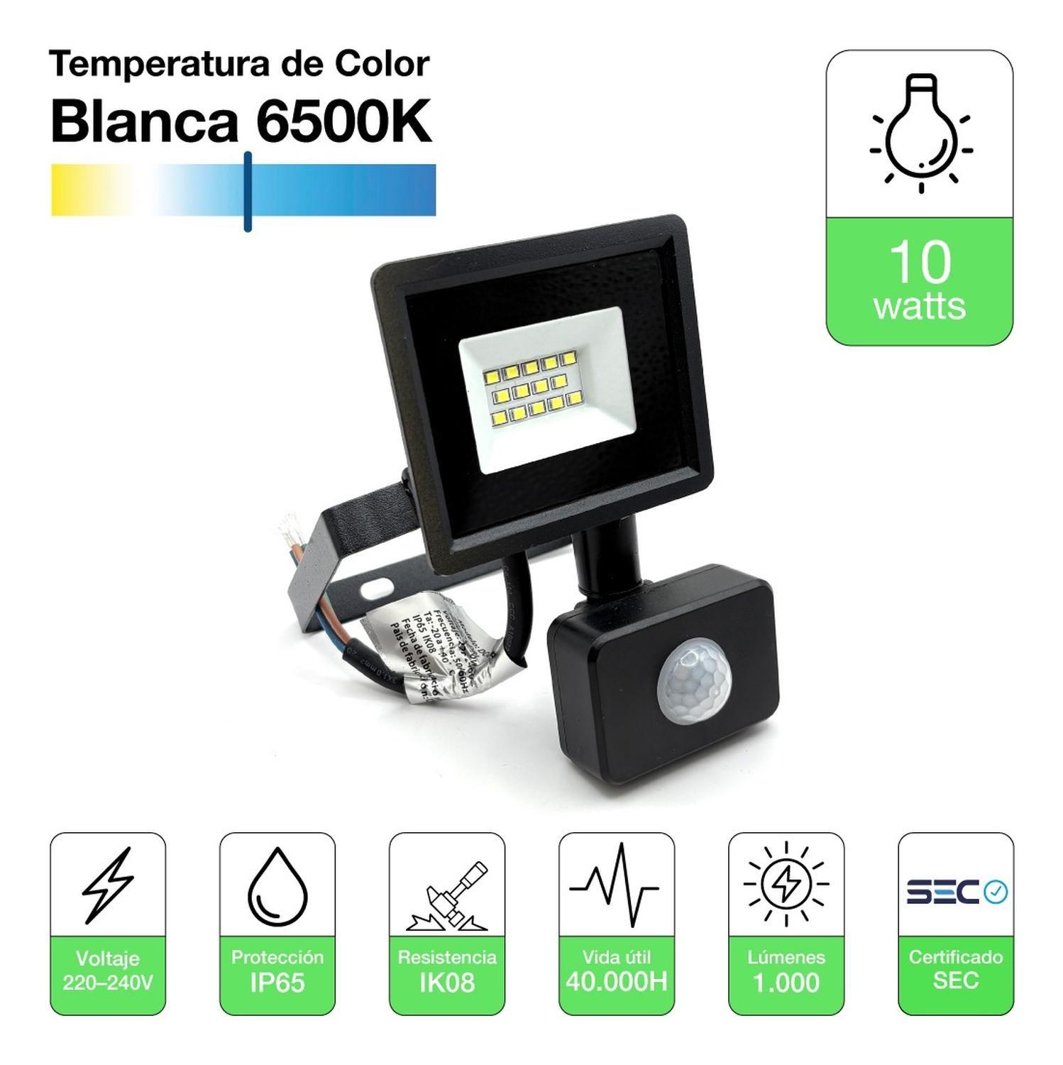 Pack 4 Foco Proyector Led Reflector Con Sensor 10w Ip65 Fría Negro Blanco Frío-1