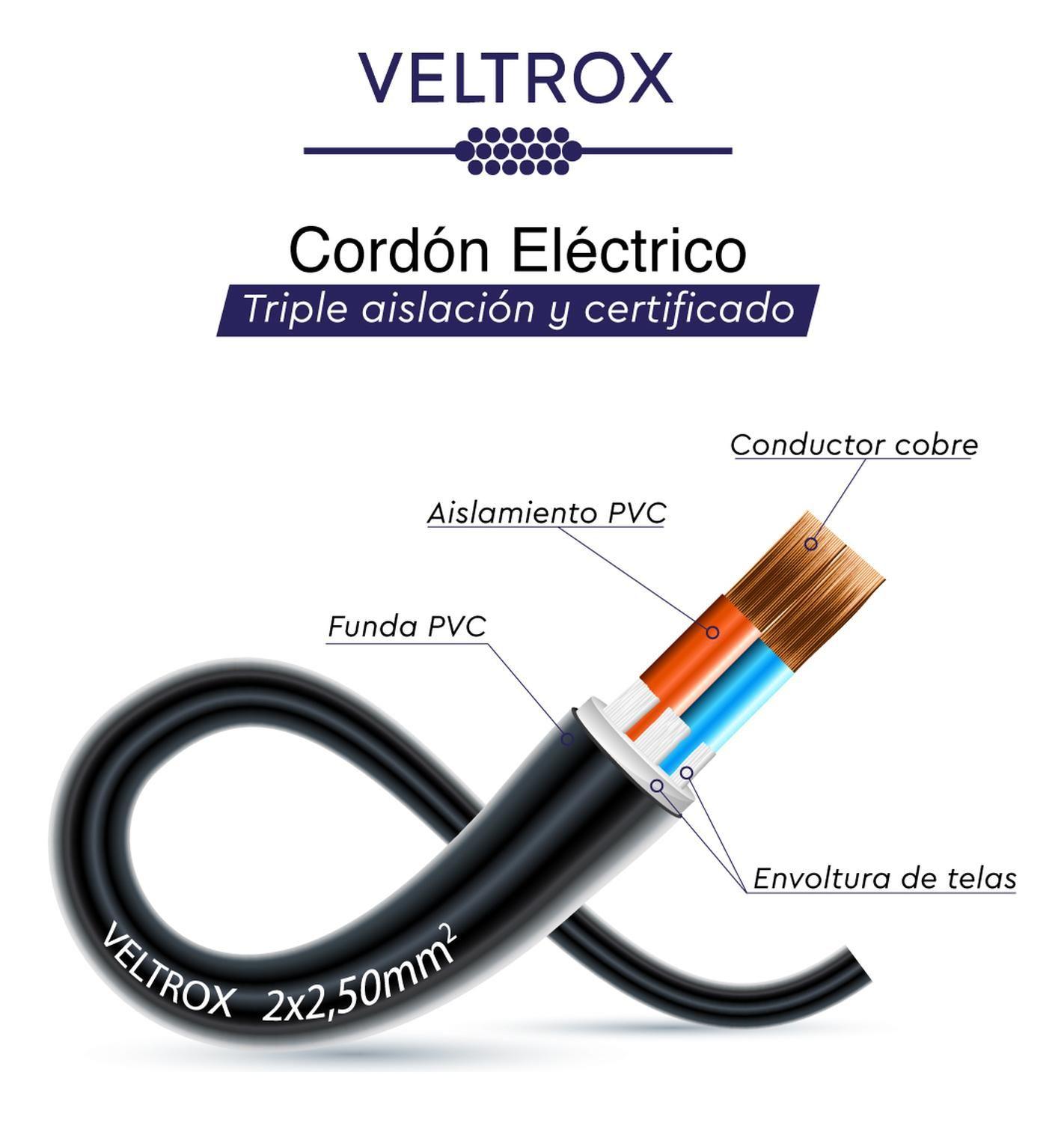 Cordón Eléctrico Veltrox Flexible 2x2,50mm2 50m Negro Sec Negro-4