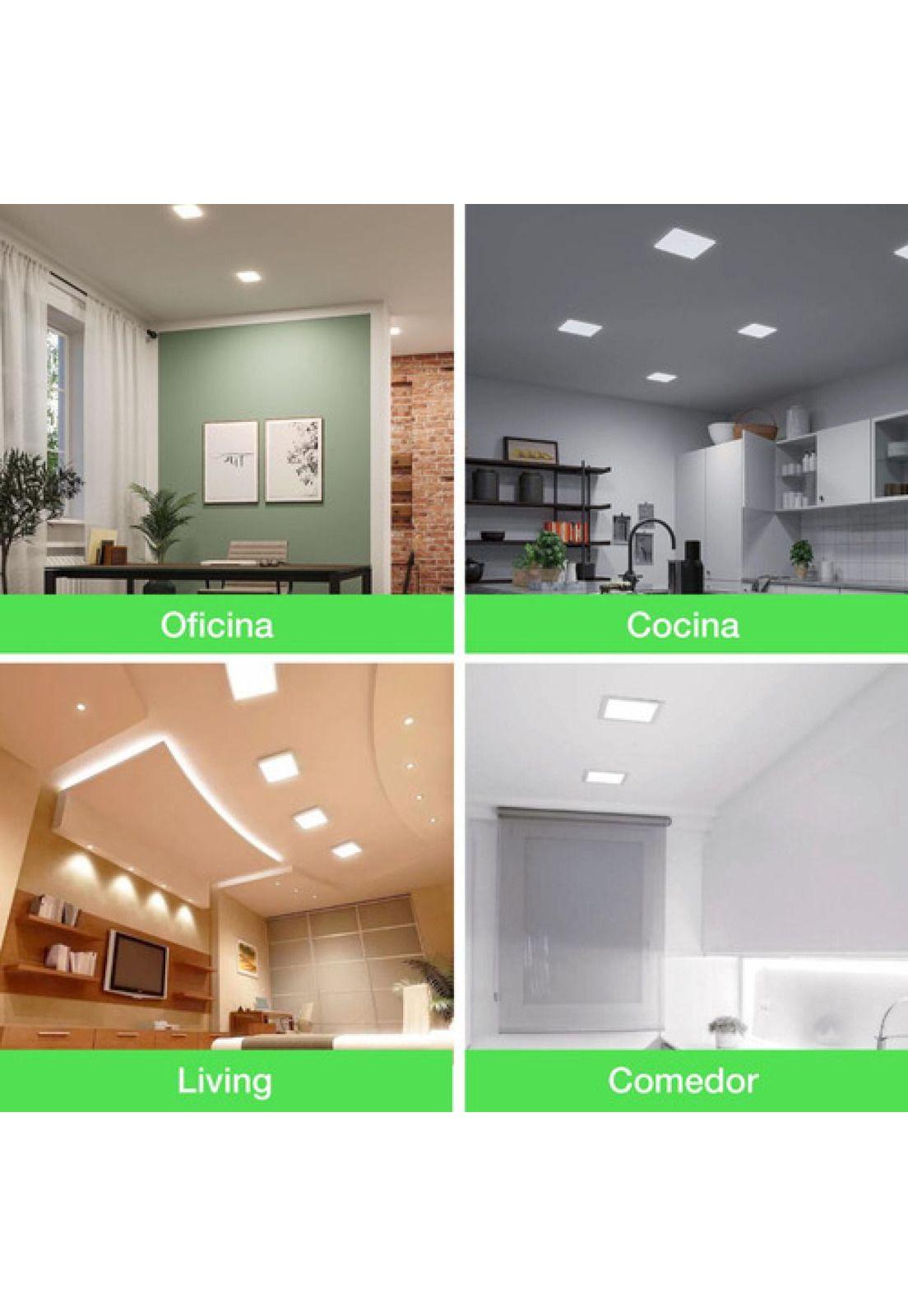 Panel Led Foco Plafón Empotrado Cuadrado 6w 12cm Luz Fría Blanco-3