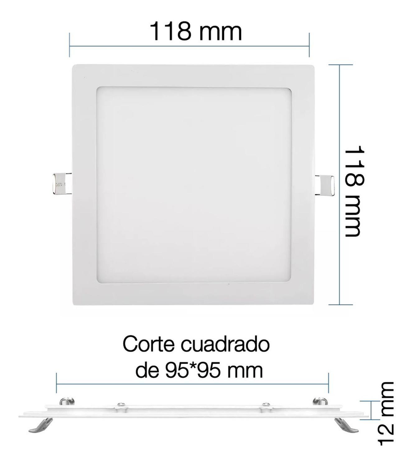 Panel Led Foco Plafón Empotrado Cuadrado 6w 12cm Luz Fría Blanco-2
