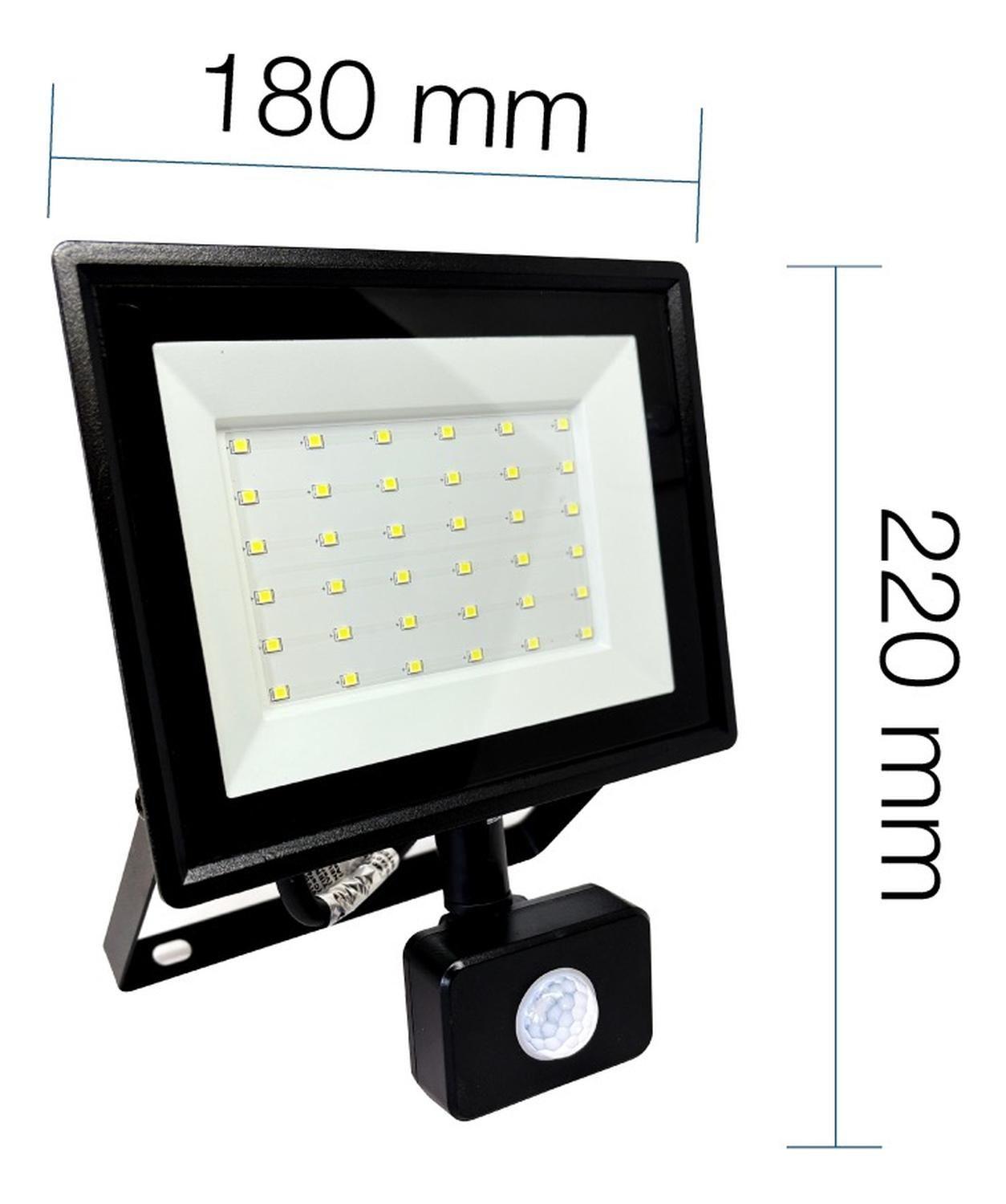 Pack 4 Foco Proyector Led Reflector Con Sensor 50w Ip65 Fría Negro Blanco Frío-3