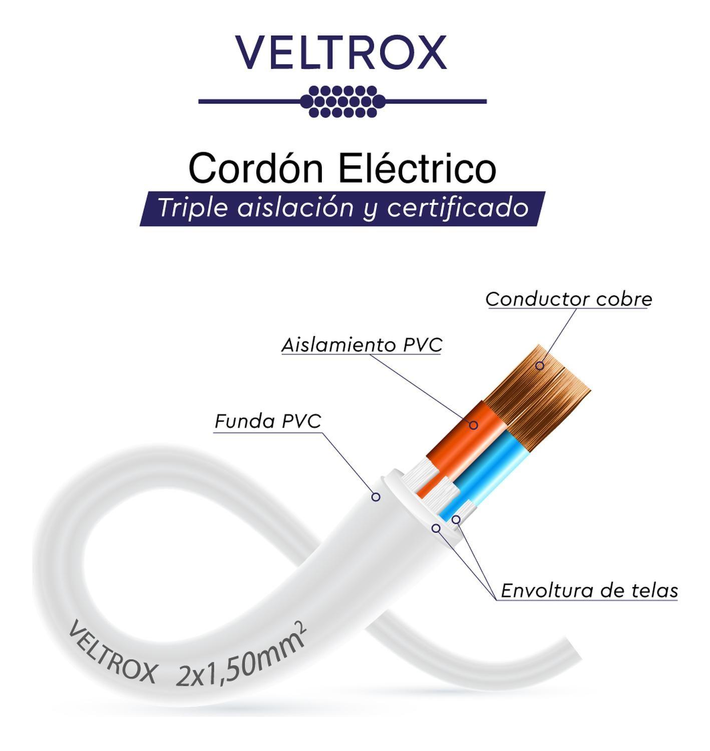 Cordón Eléctrico Veltrox Flexible 2x1,50mm2 50m Blanco Sec Blanco-4