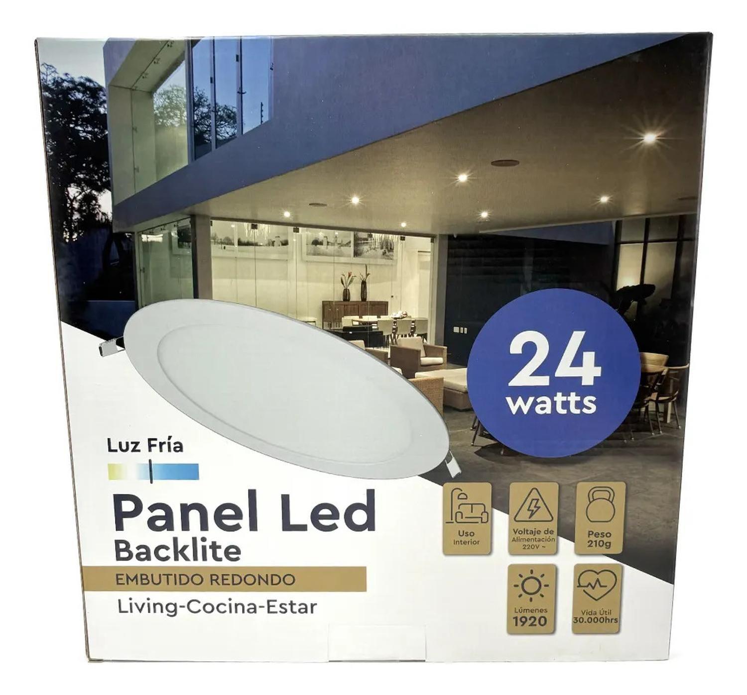 Panel Led Foco Plafón Backlite Empotrado Redondo 24w 6500k Blanco-2