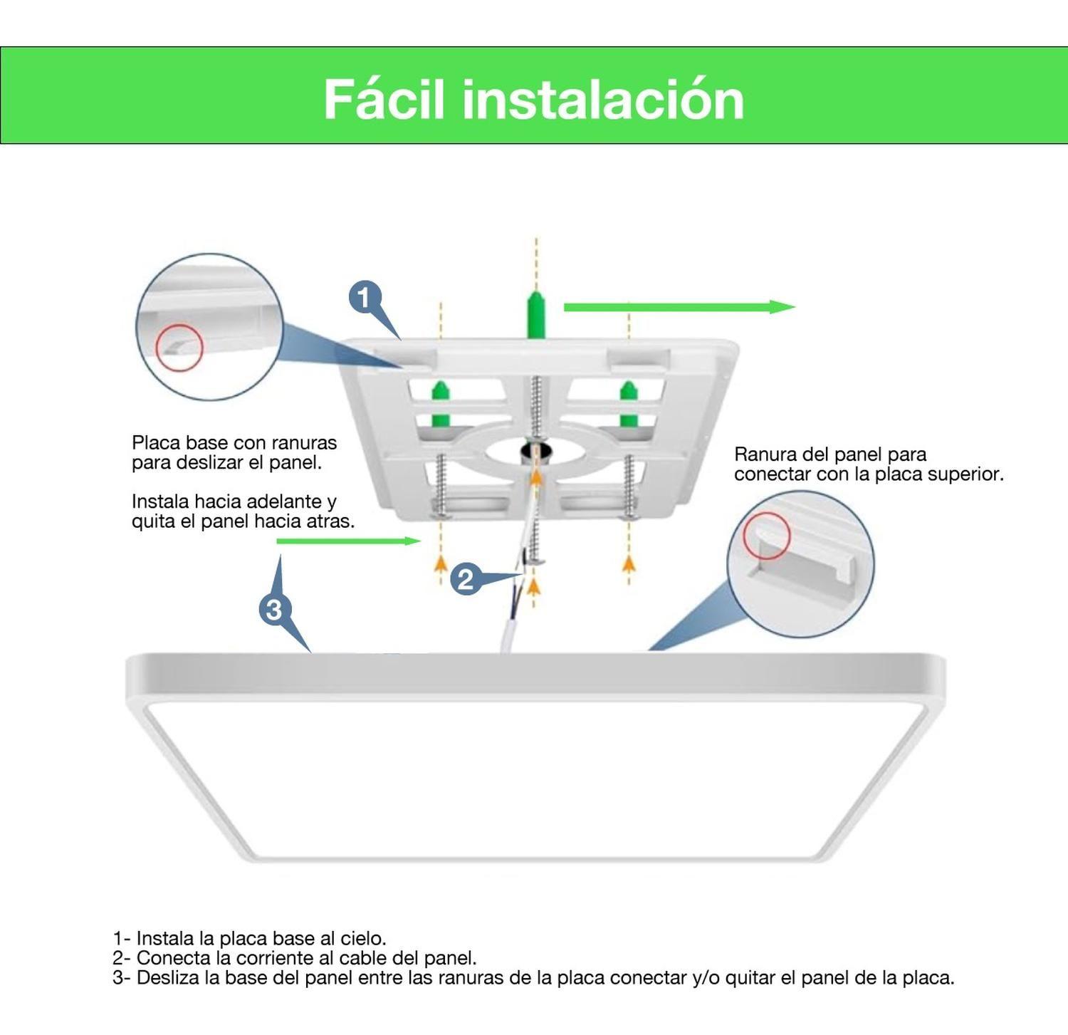 Foco Plafon Panel Led Cuadrado Sobrepuest Itd Deco 22w 6000k-3