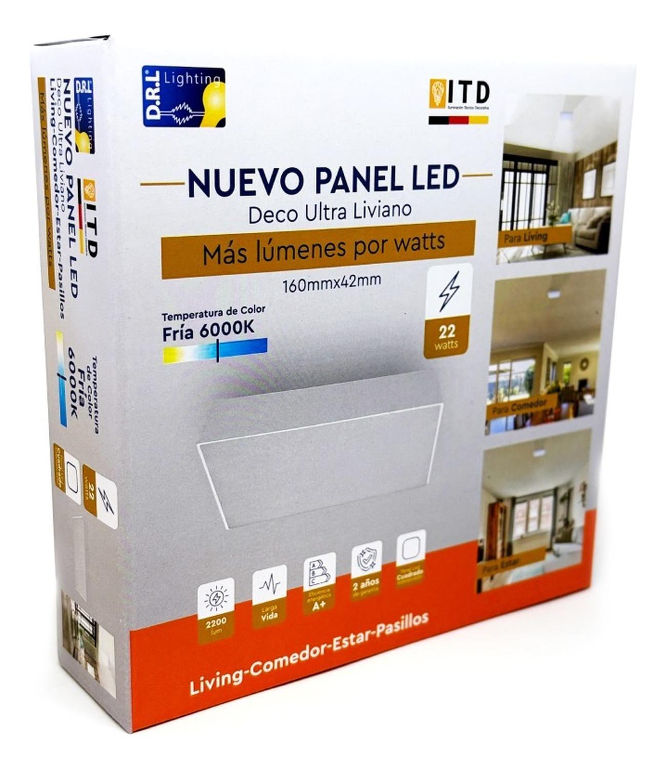 Foco Plafon Panel Led Cuadrado Sobrepuest Itd Deco 22w 6000k-5