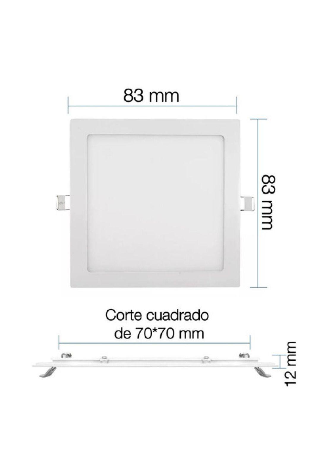 Panel Led Foco Plafón Empotrado Cuadrado 3w 8cm Luz Cálida Blanco-2