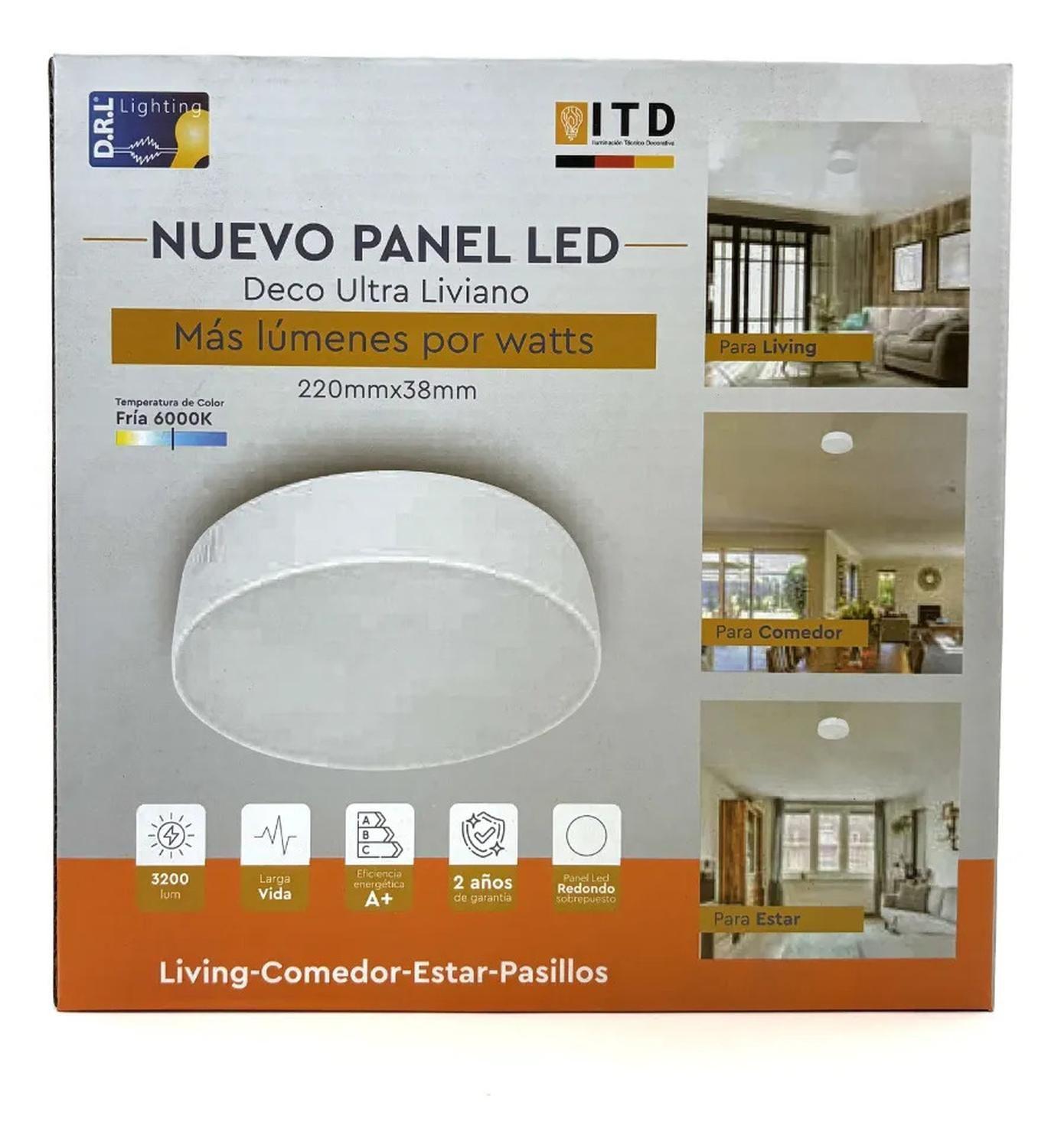Foco Plafon Panel Led Redondo Sobrepuesto Itd Deco 32w 6000k Blanco-2