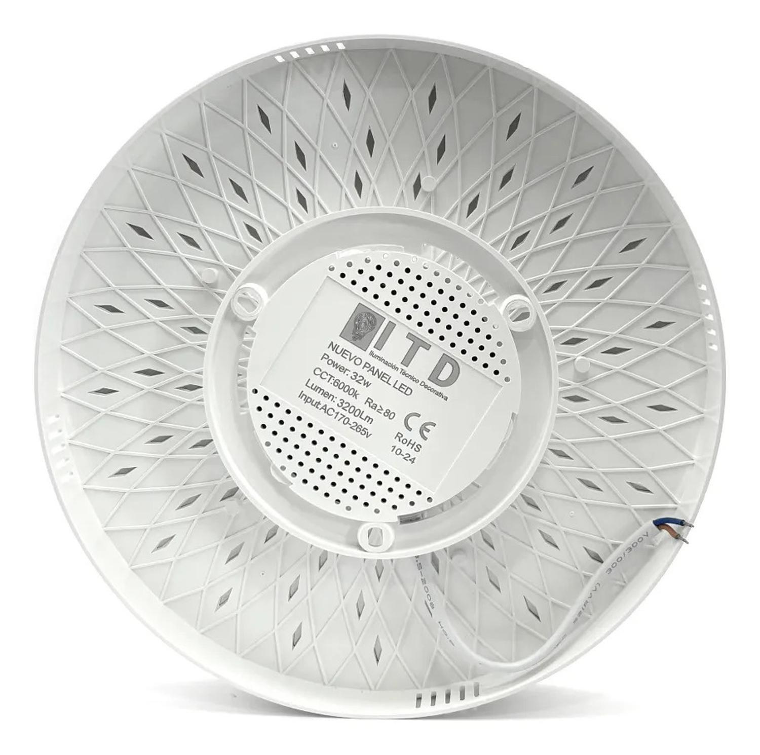 Foco Plafon Panel Led Redondo Sobrepuesto Itd Deco 32w 6000k Blanco-3