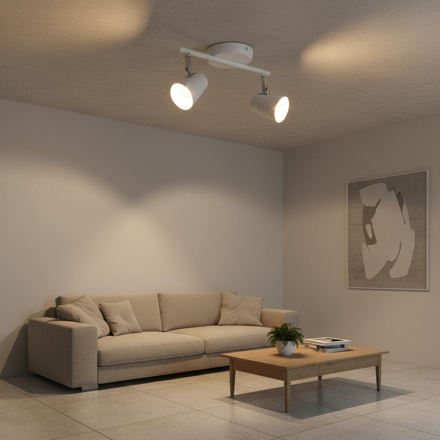 Foco Apliqué Led 2x4w Luz Cálida Blanco Metal (con Gu10) Blanca-8