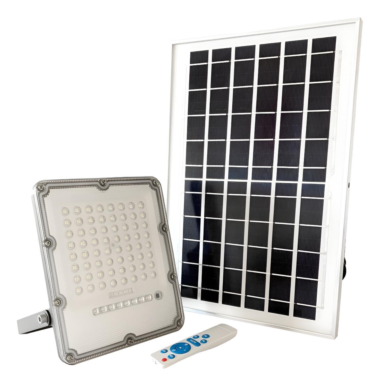 Foco Proyector Solar Led Exterior Itd 150w Luz Fría Ip65 Negro Blanco Frío-0