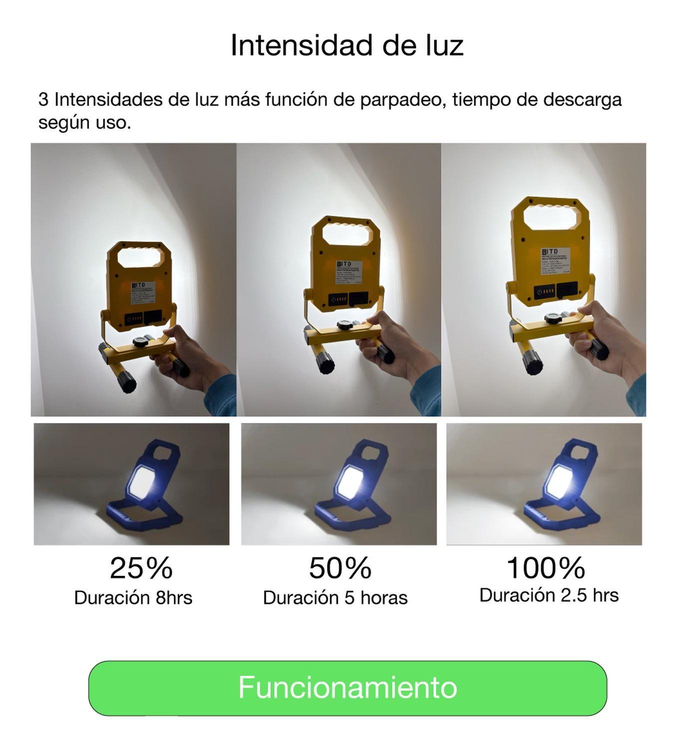 Proyector Multiproposito Recargable 10w 1200lm Ip54 Usb Frío Amarillo Blanco Frío-4