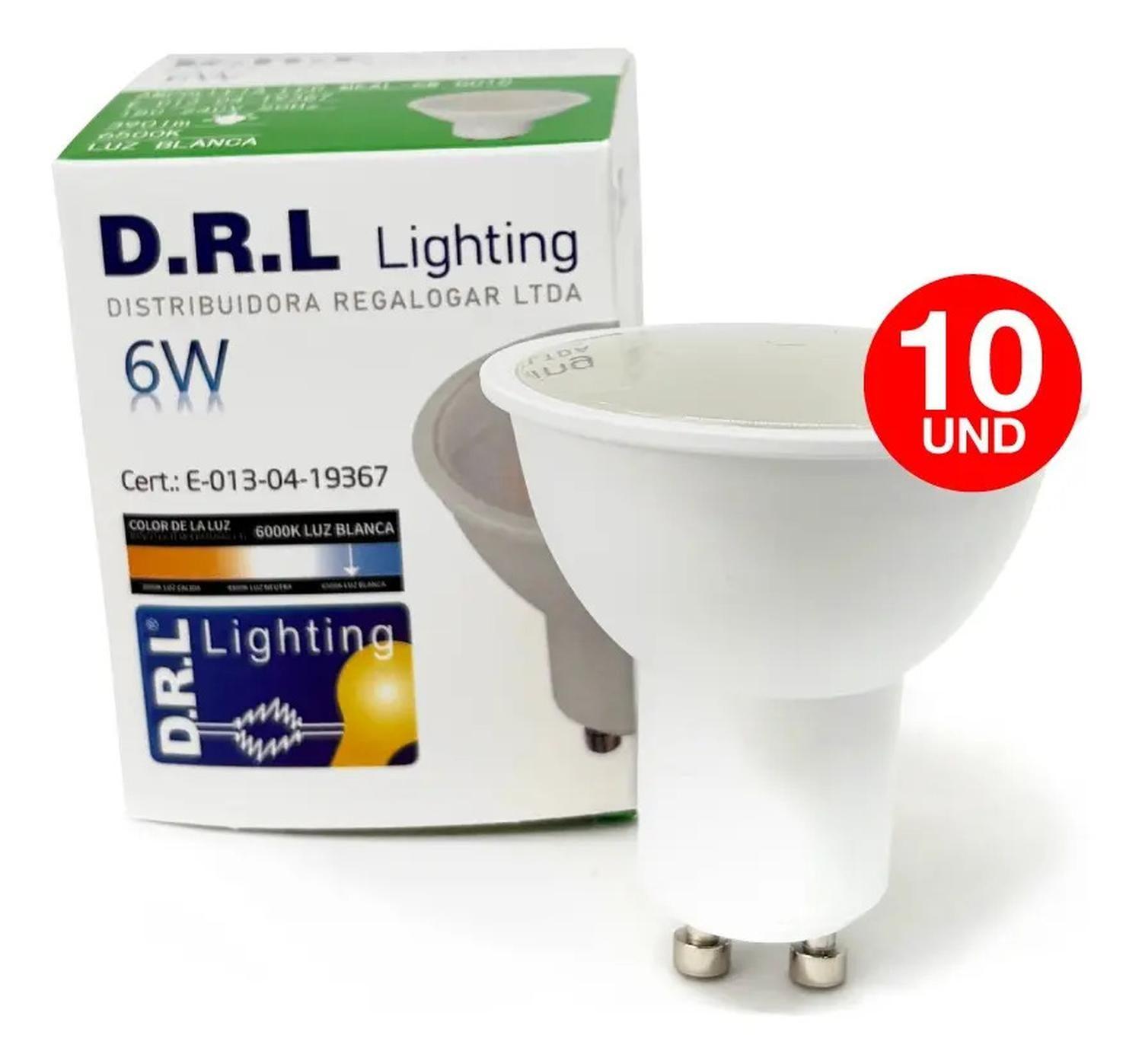 Pack 10 Ampolleta Led Gu10 Drl 6w 390lm Cálida O Blanca-2