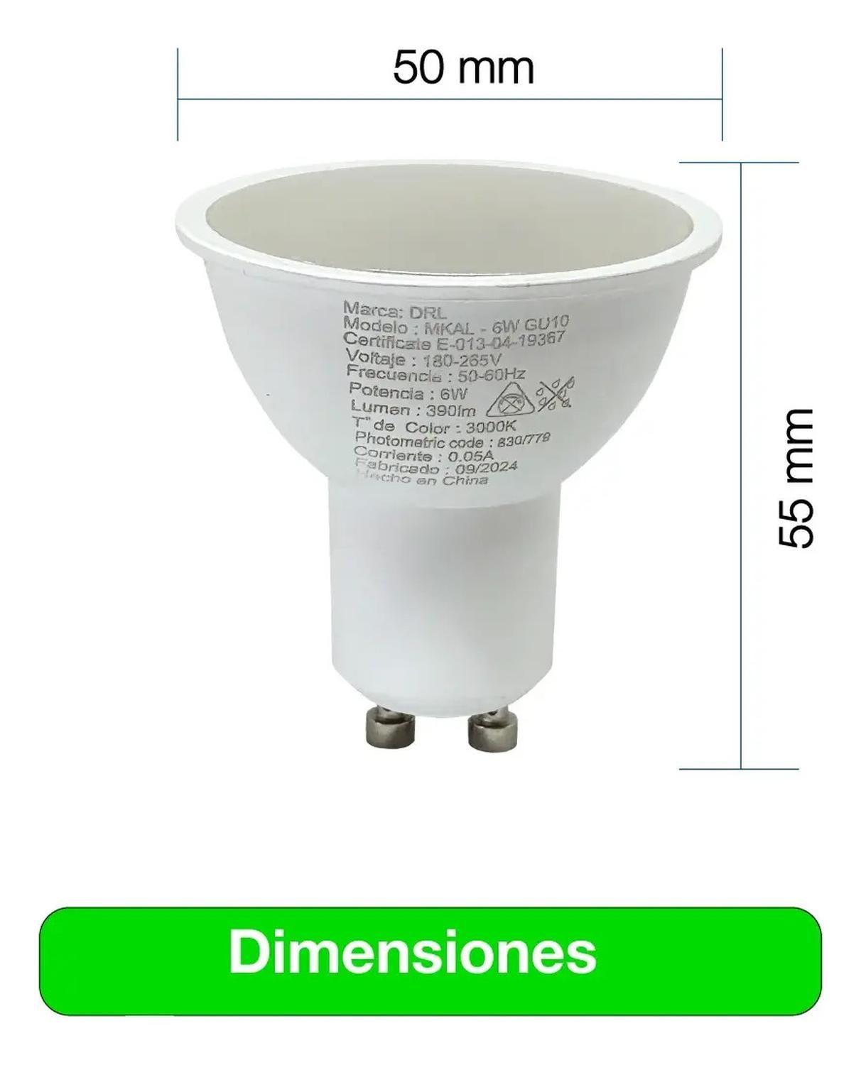 Pack 10 Ampolleta Led Gu10 Drl 6w 390lm Cálida O Blanca-3