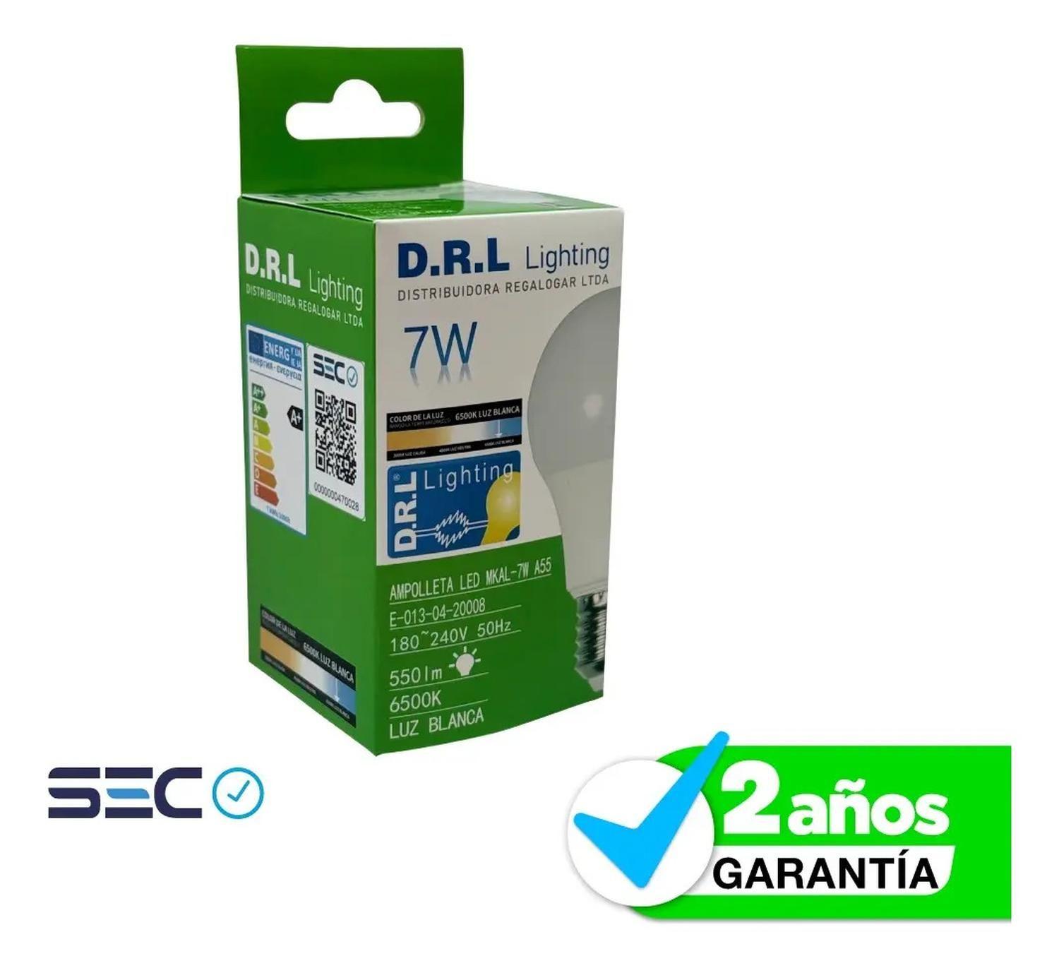 Pack 20 Ampolleta Led Drl A55 E27 7w 550lm 6500k Pack 20 Blanco Frío-2