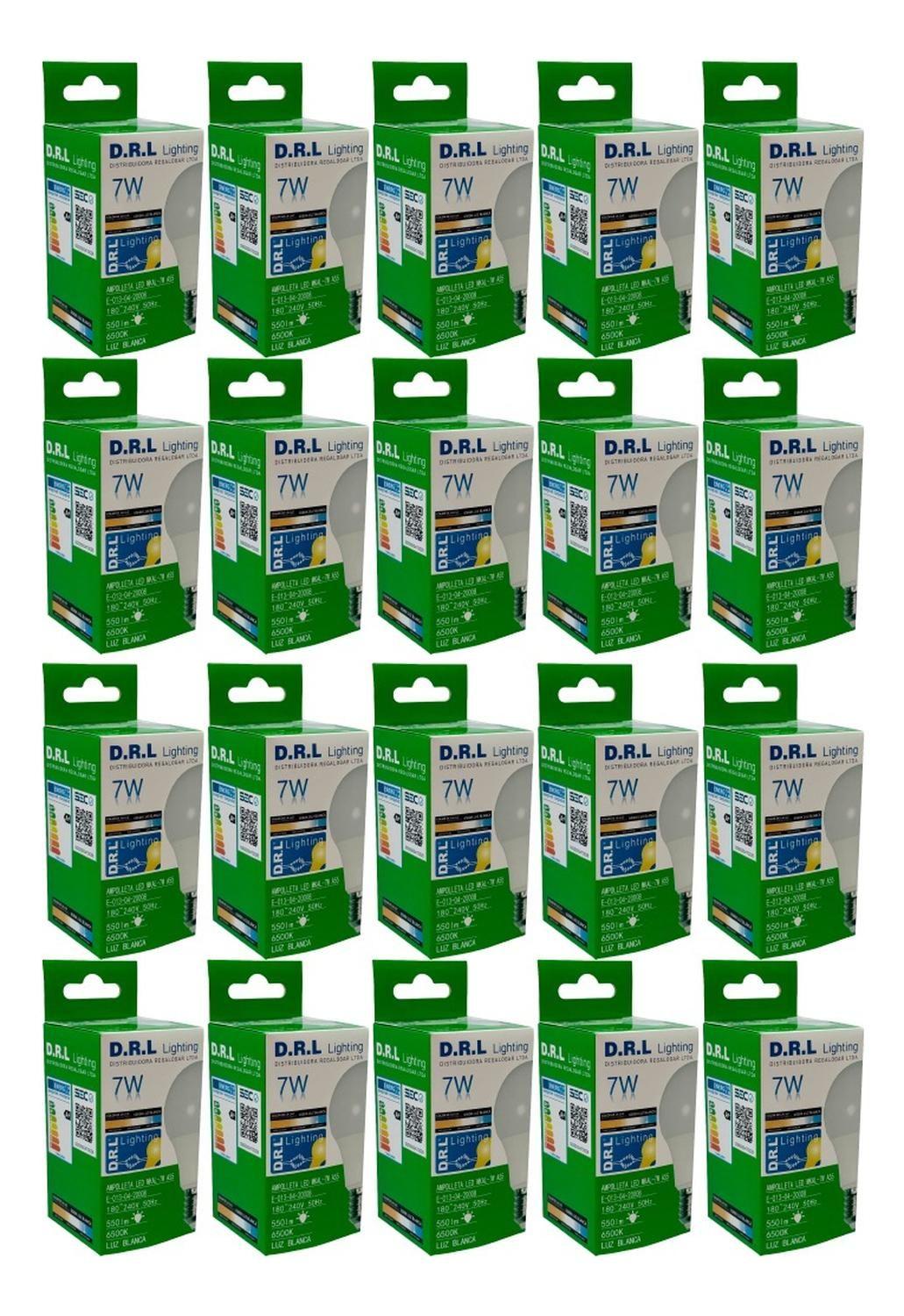 Pack 20 Ampolleta Led Drl A55 E27 7w 550lm 6500k Pack 20 Blanco Frío-3