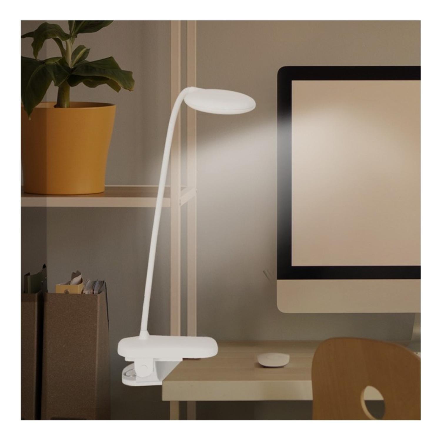 Lámpara Mesa-escritorio Recargable Clip 3 Tonos Luz Sensor Blanco-3
