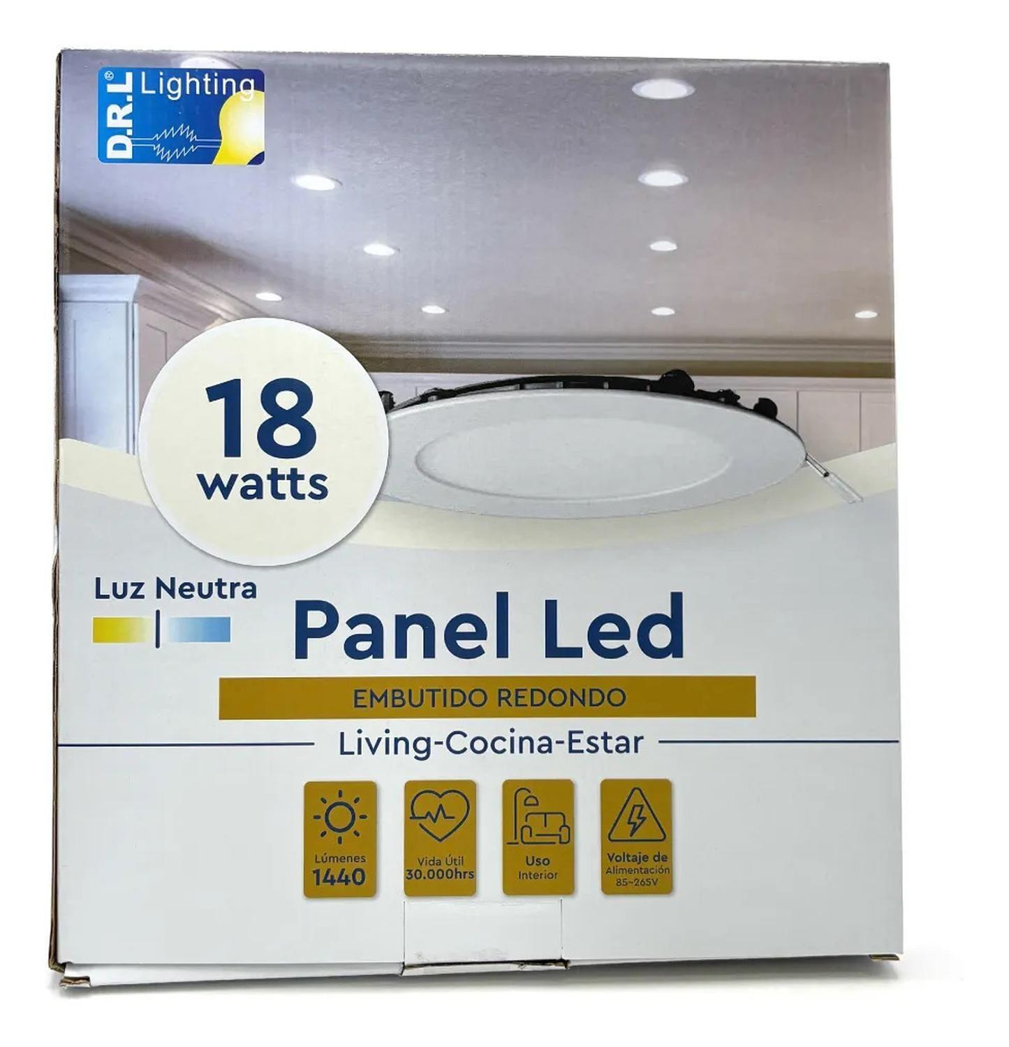 Panel Led Foco Plafón Backlite Emb Redondo 18w 4500k Blanco-4