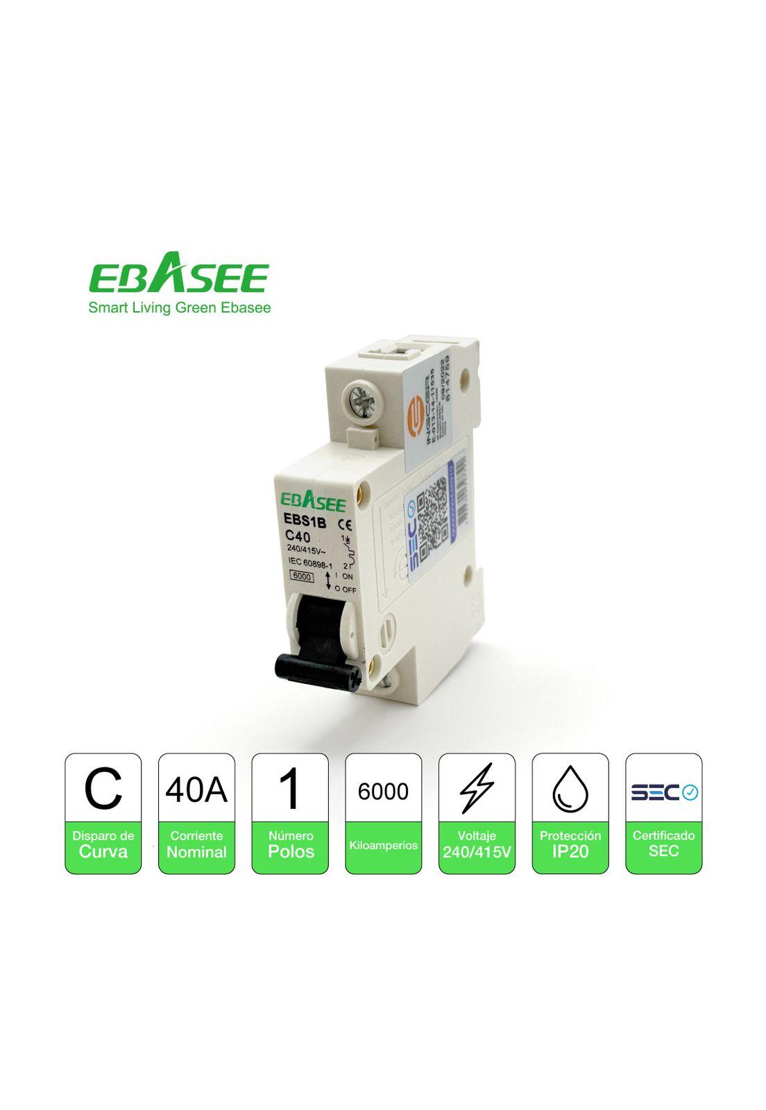 Pack 12 Interruptor Automático Ebasee 1x 40a Curva C 6ka Sec-7