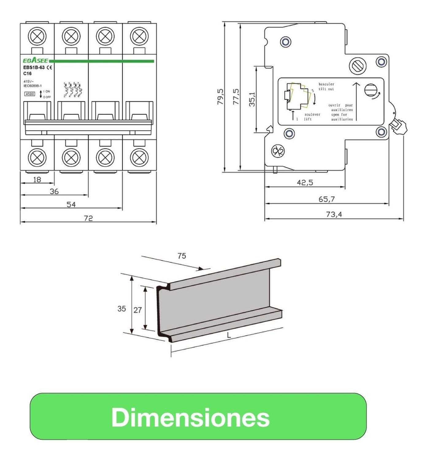 Pack 12 Interruptor Automático Ebasee 1x 40a Curva C 6ka Sec-6
