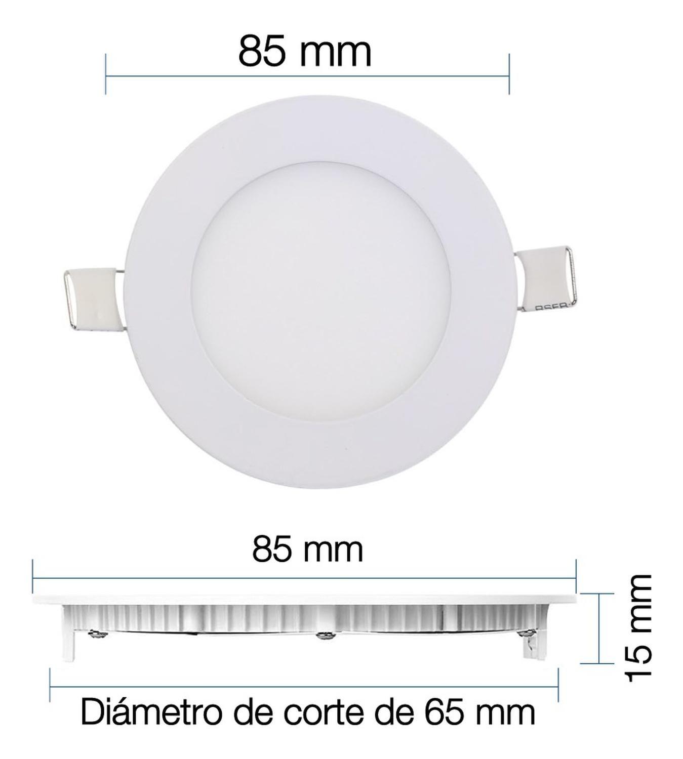 Panel Led Foco Plafón Empotrado Redondo 3w 8cm Luz Fría Blanco-2