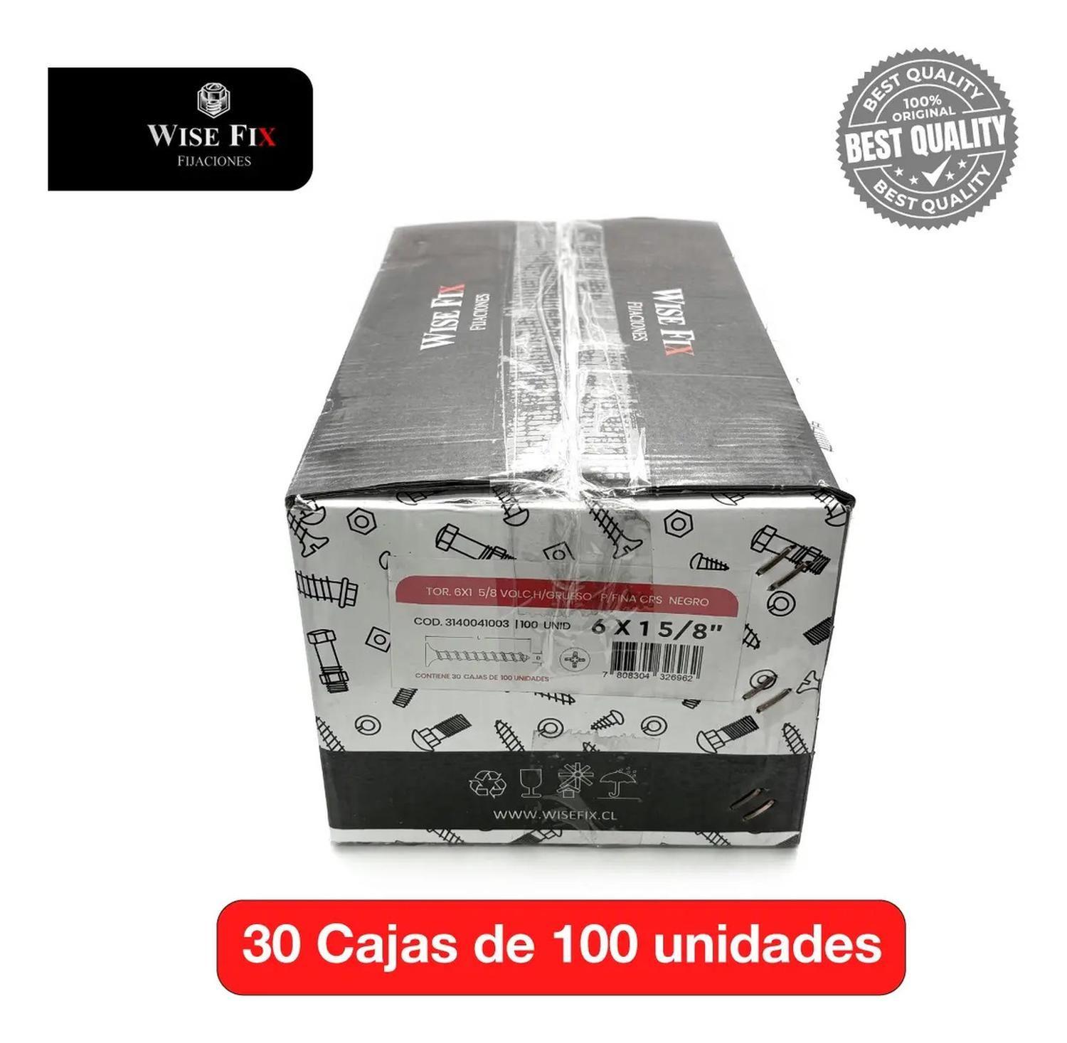 30 Caja Tornillo Volcanita Wisefix P/fina Ngro 6x1 5/8 3000u-2