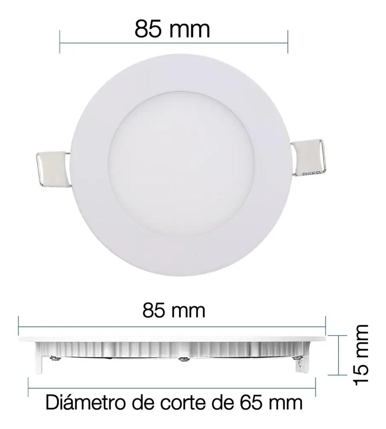 Panel Led Foco Plafón Empotrado Redondo 3w 8cm Luz Cálida Blanco-2