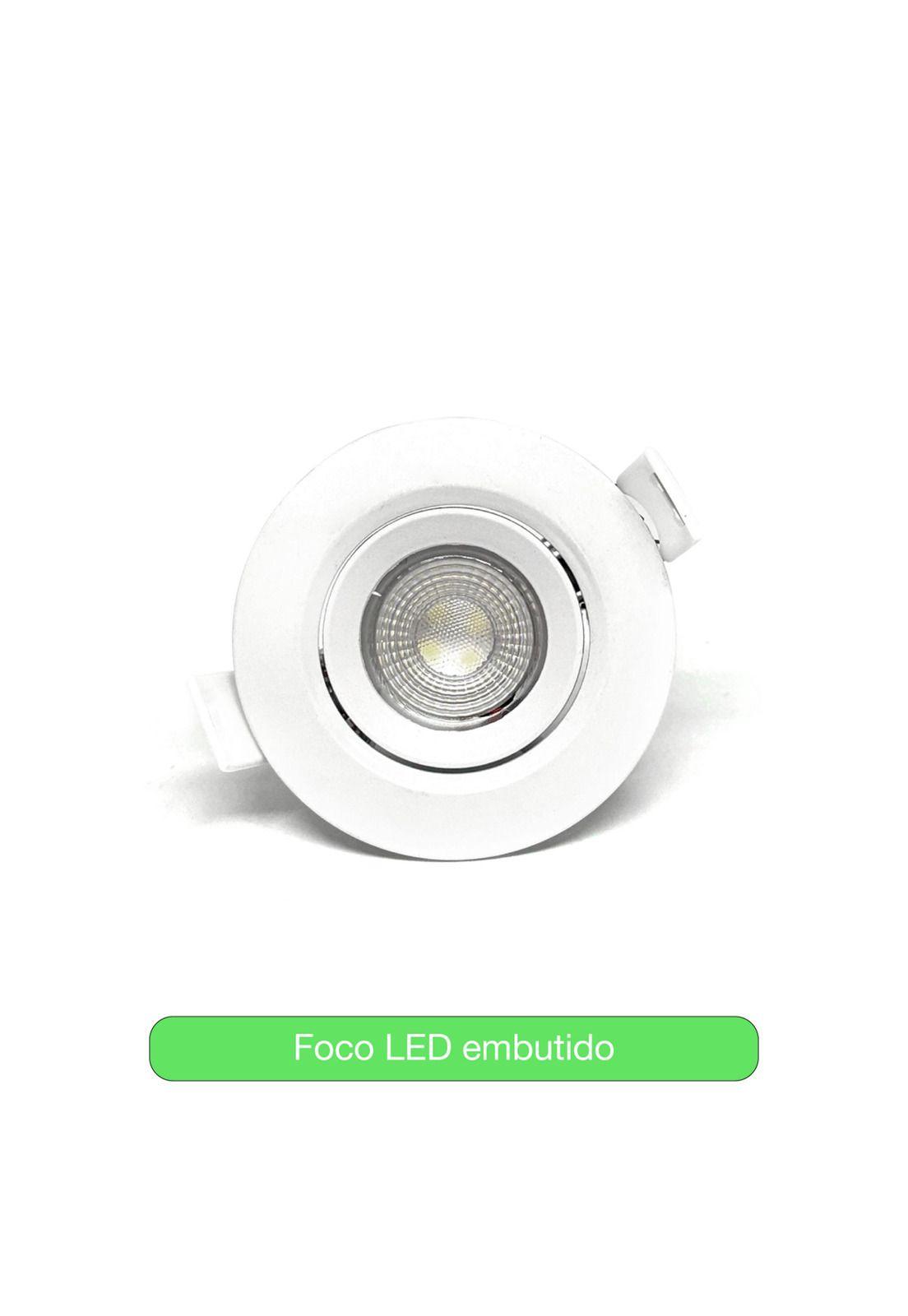 Lampara Foco Orientable Embutido Blanco 3w 250lm 7,5cm Fría Blanco.-2