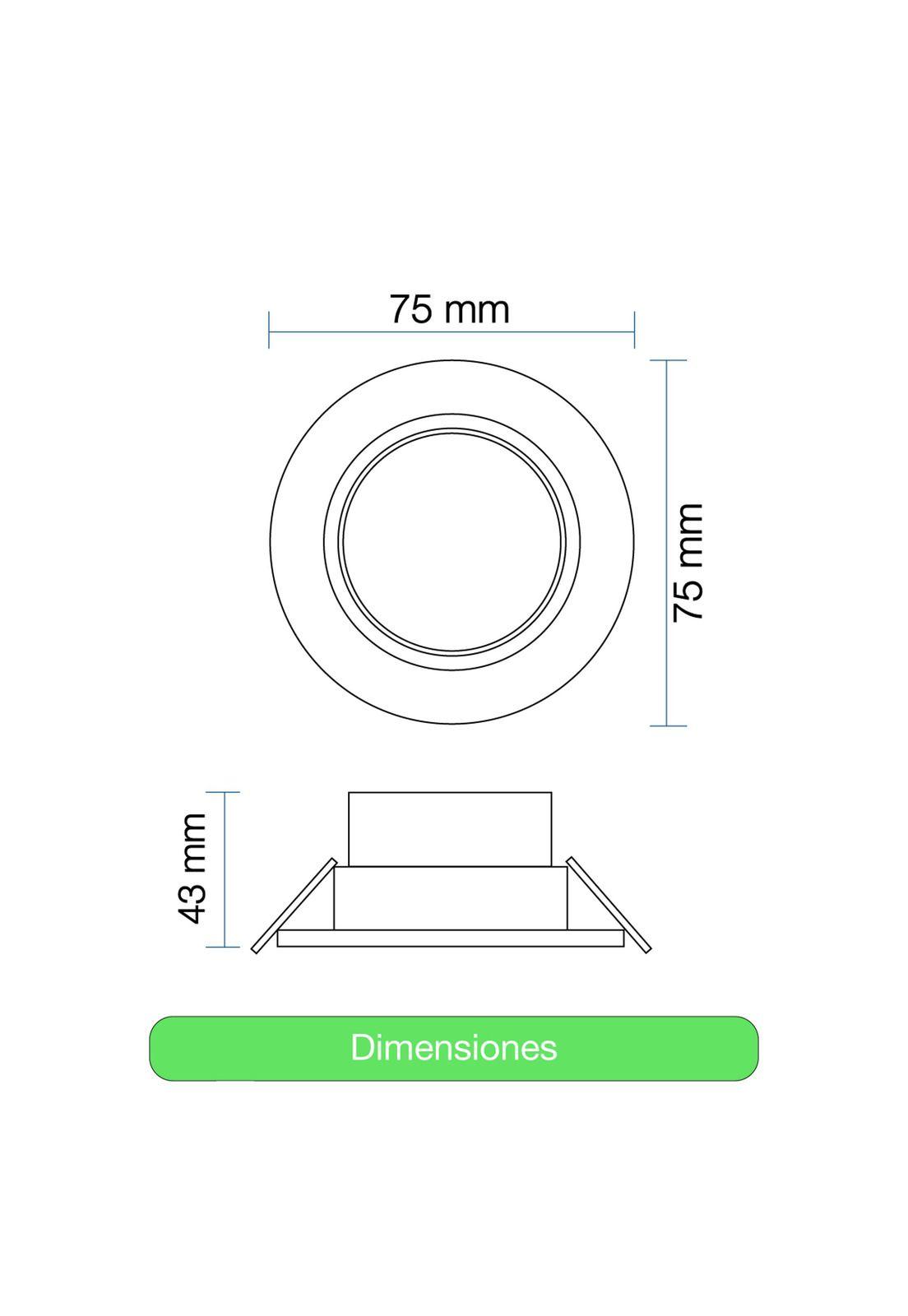 Lampara Foco Orientable Embutido Blanco 3w 250lm 7,5cm Fría Blanco.-4
