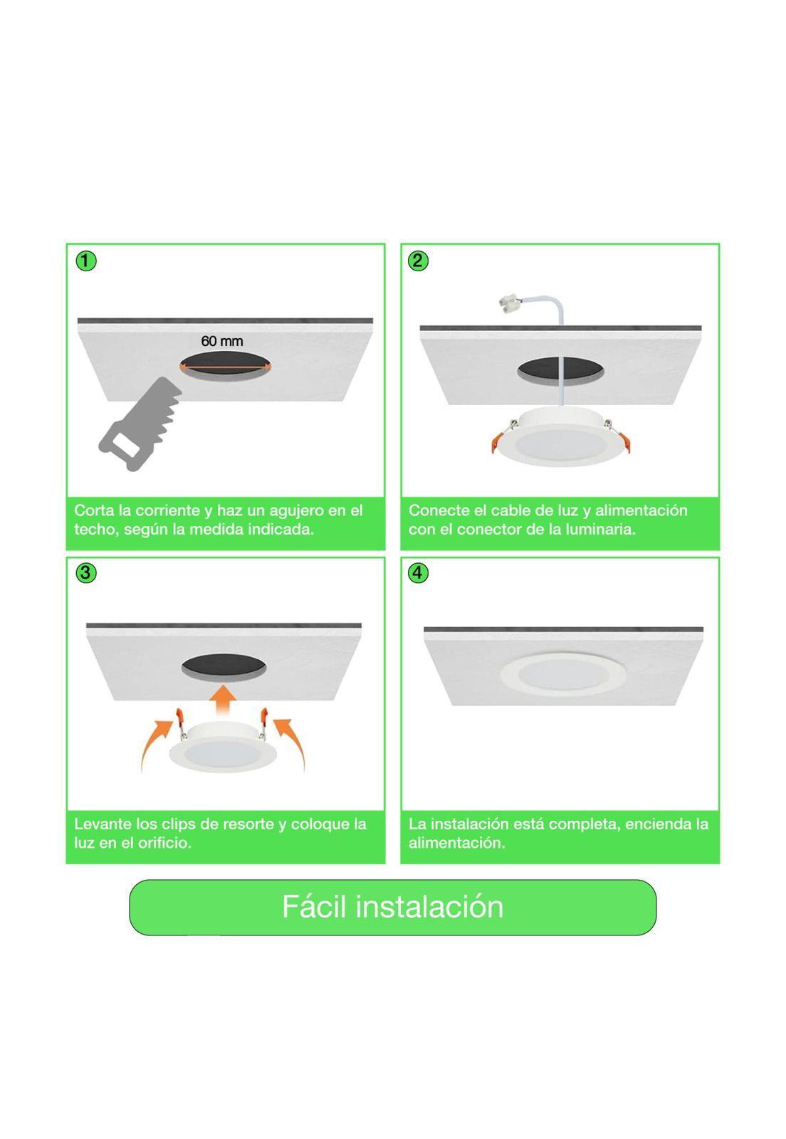 Lampara Foco Orientable Embutido Blanco 3w 250lm 7,5cm Fría Blanco.-5