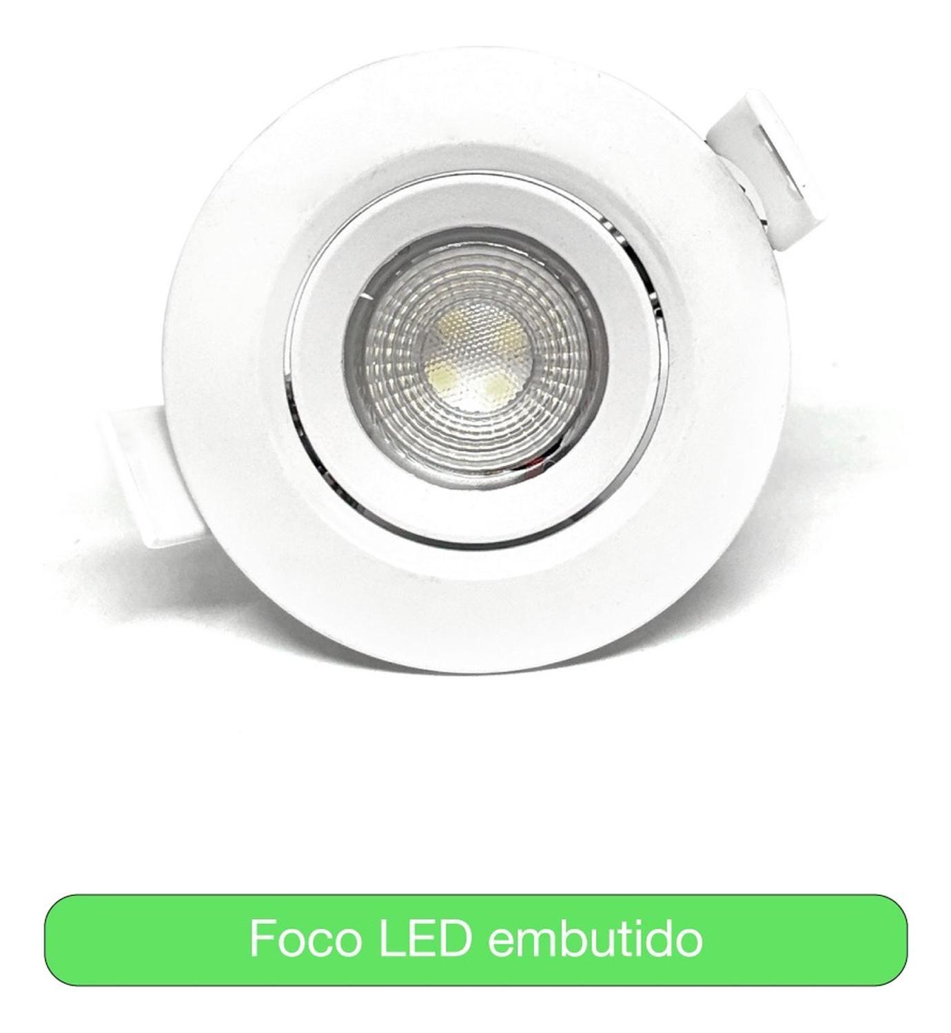 Lampara Foco Orientable Embutido Blanco 3w 250lm 7,5cm Fría Blanco-2