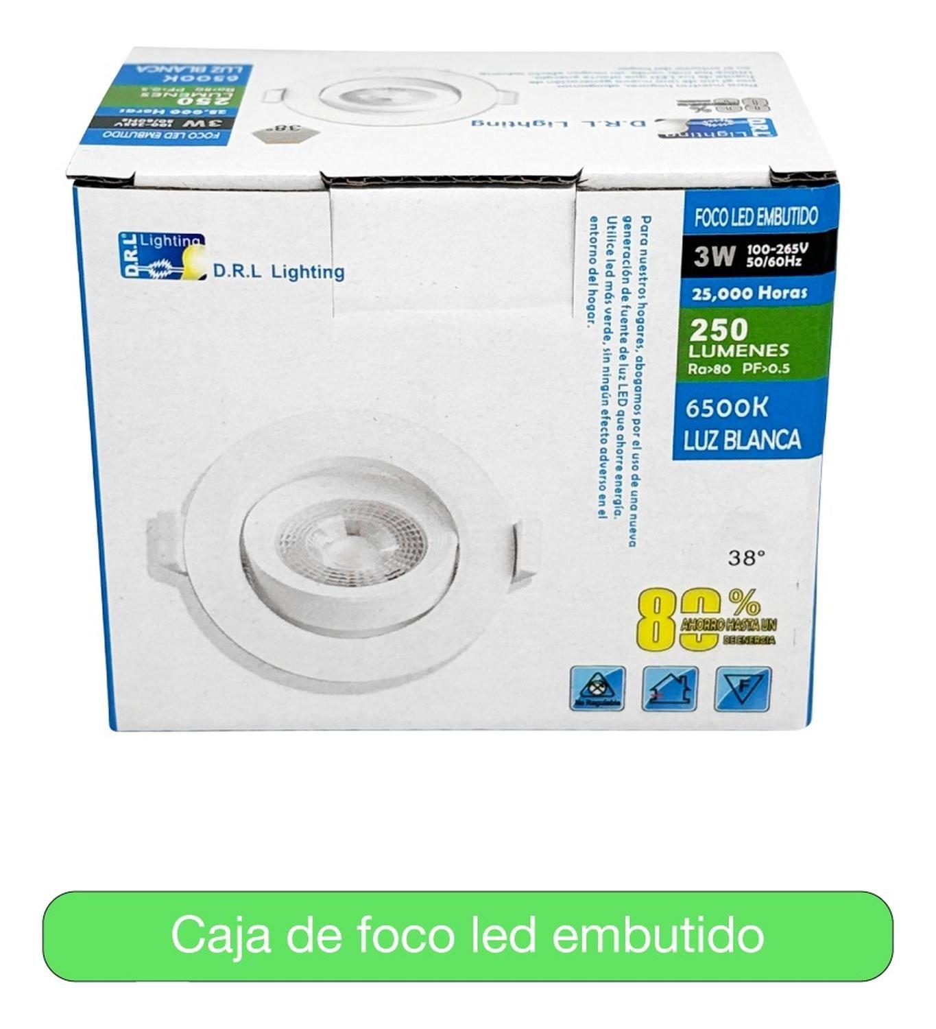 Lampara Foco Orientable Embutido Blanco 3w 250lm 7,5cm Fría Blanco-3