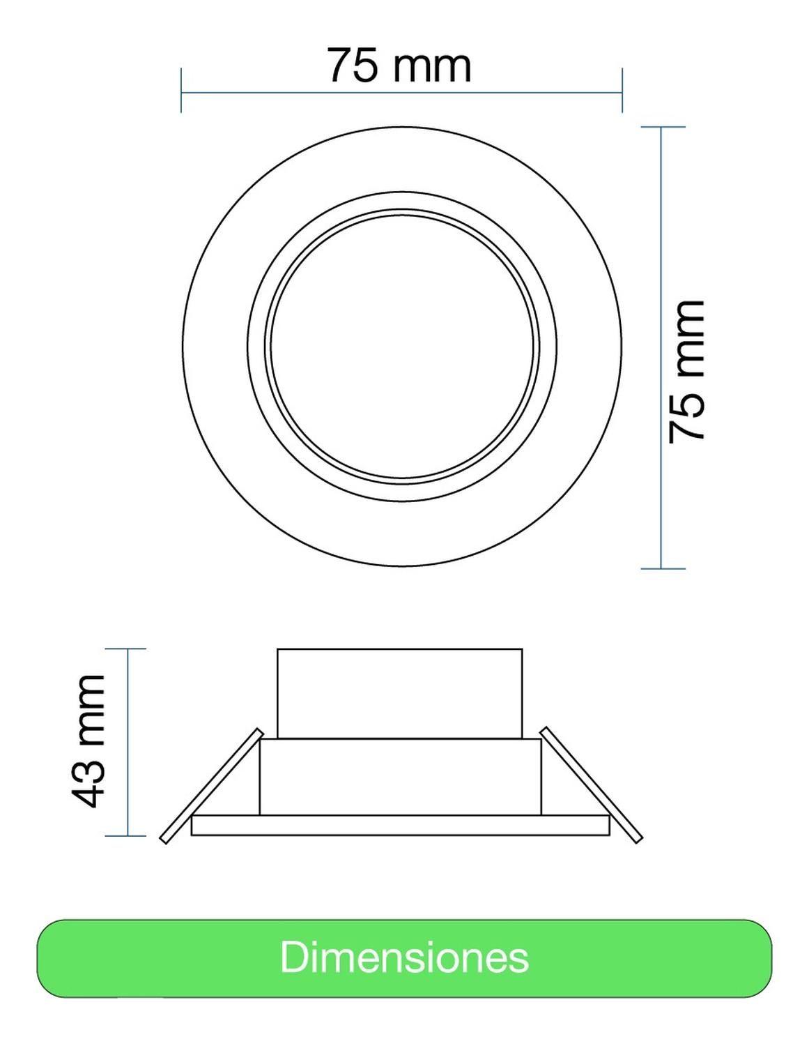 Lampara Foco Orientable Embutido Blanco 3w 250lm 7,5cm Fría Blanco-5