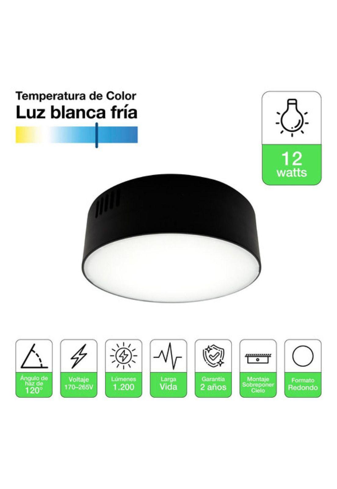 Foco Plafon Panel Led Redondo Sobrepuesto Itd Deco 12w 6000k-1