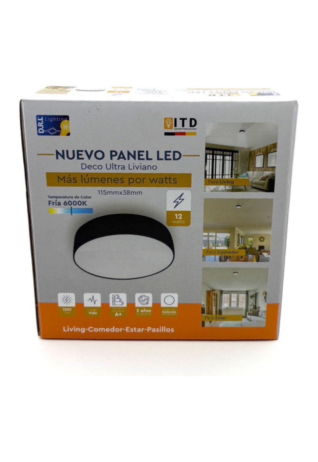 Foco Plafon Panel Led Redondo Sobrepuesto Itd Deco 12w 6000k-2