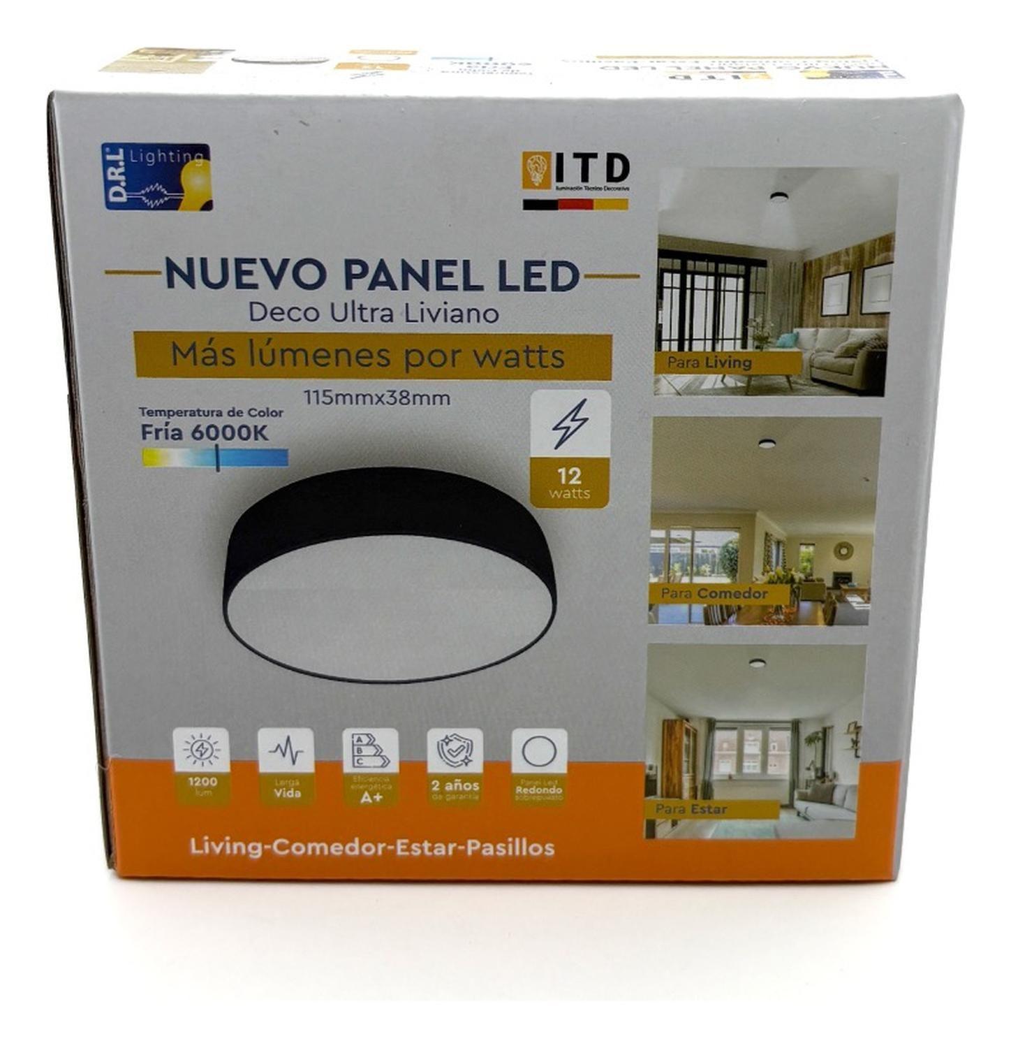 Foco Plafon Panel Led Redondo Sobrepuesto Itd Deco 12w 6000k-2