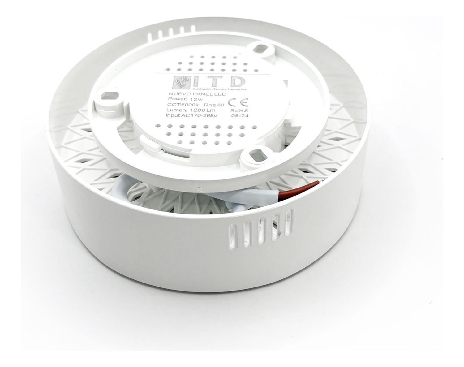 Foco Plafon Panel Led Redondo Sobrepuesto Itd Deco 12w 6000k-3
