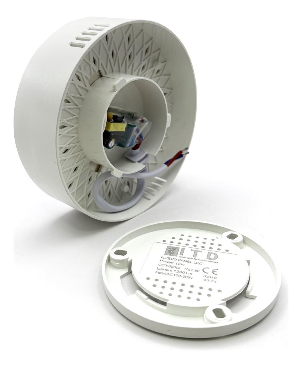 Foco Plafon Panel Led Redondo Sobrepuesto Itd Deco 12w 6000k-4
